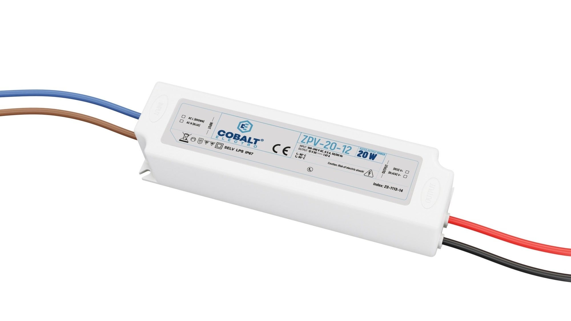 Zasilacz impulsowy CobaltElectro ZPV 12V 20W IP67