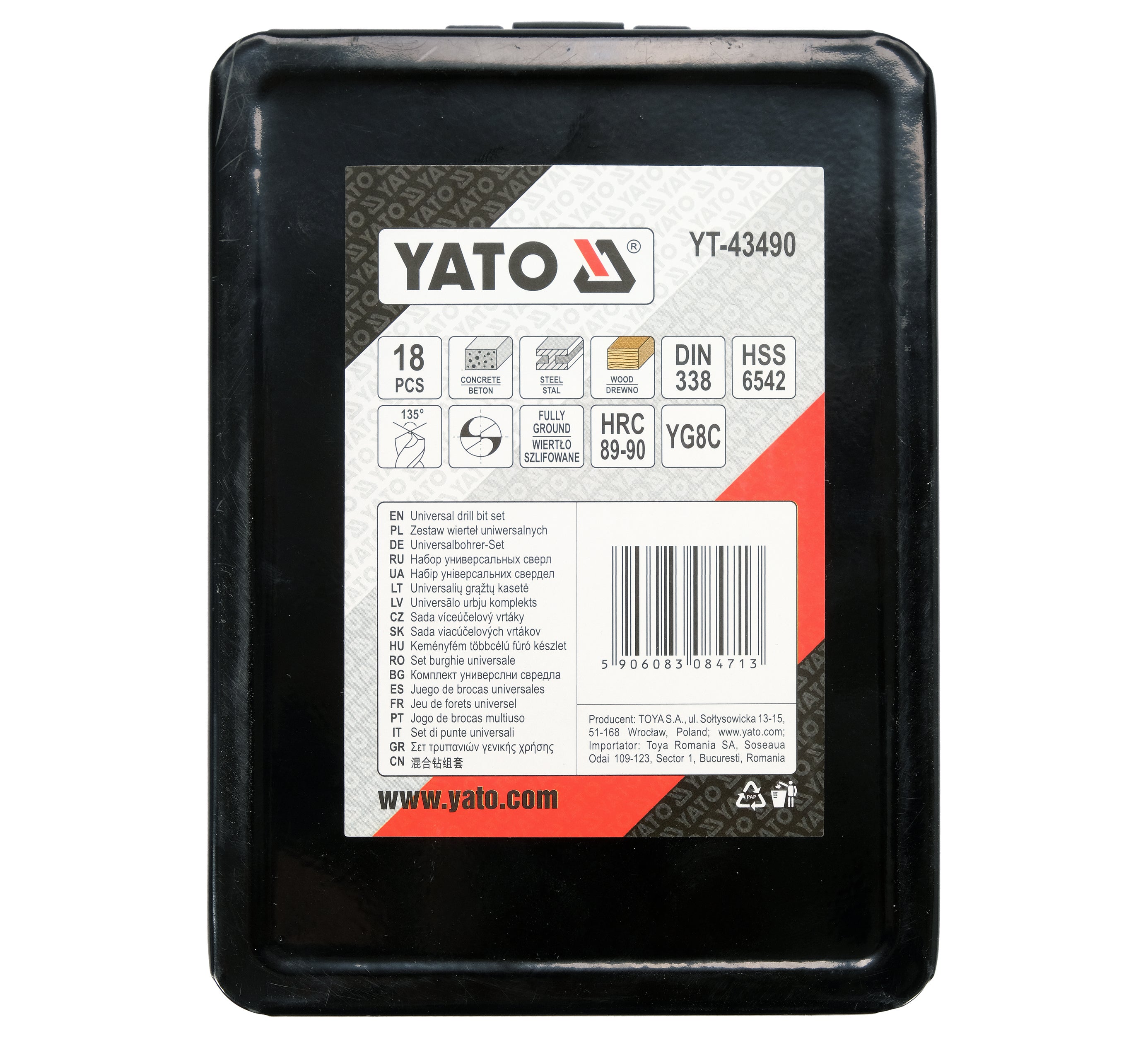 Zestaw wierteł uniwersalnych YT-43490 Yato, 18 szt. 1