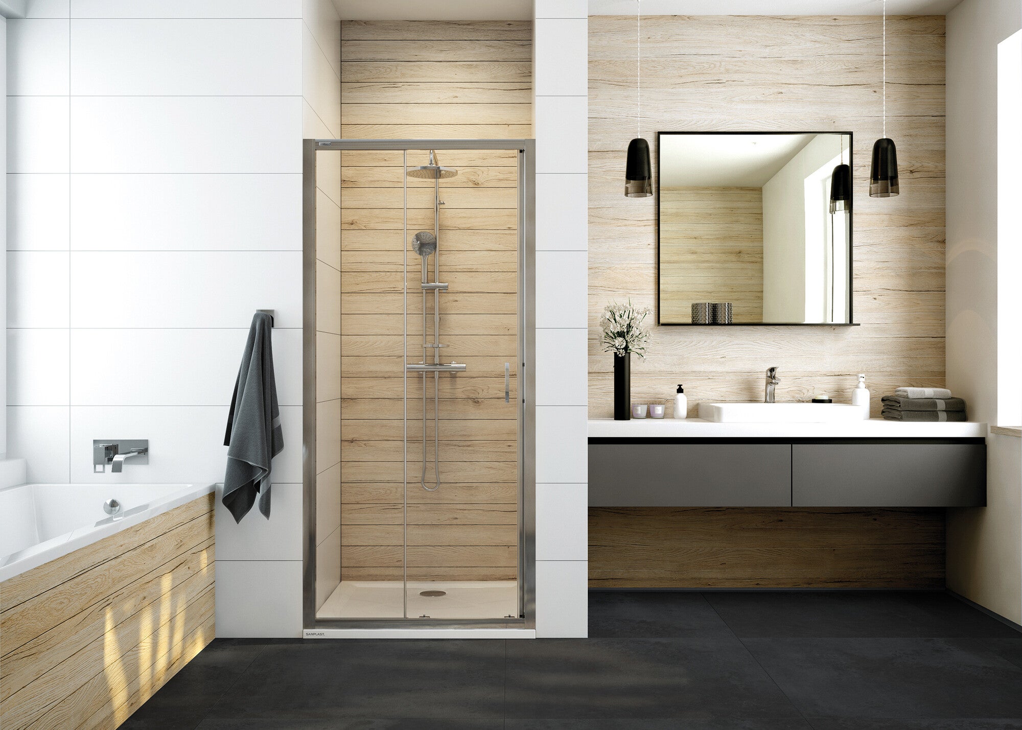 Drzwi przesuwne Sanplast Basic 100 cm 1