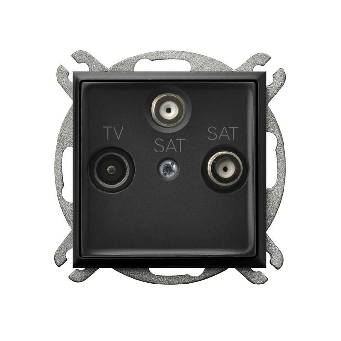 Ospel Aria czarny metalik gniazdo antenowe TV-2x SAT końcowe