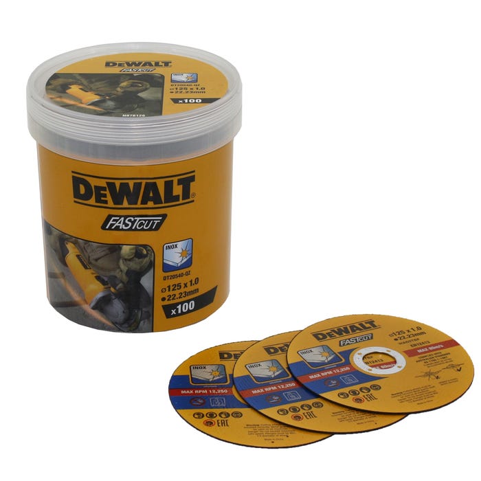 Tarcze do cięcia metalu / Inox 125x1x22,2 mm DeWalt, 100 szt.