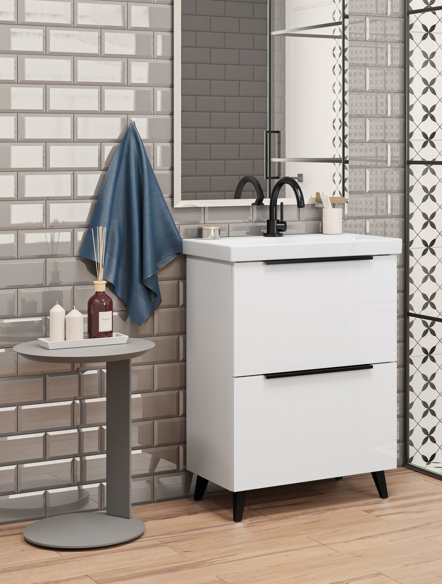 Szafka z umywalką Meble21 Manta 65 x 35 cm biała 3