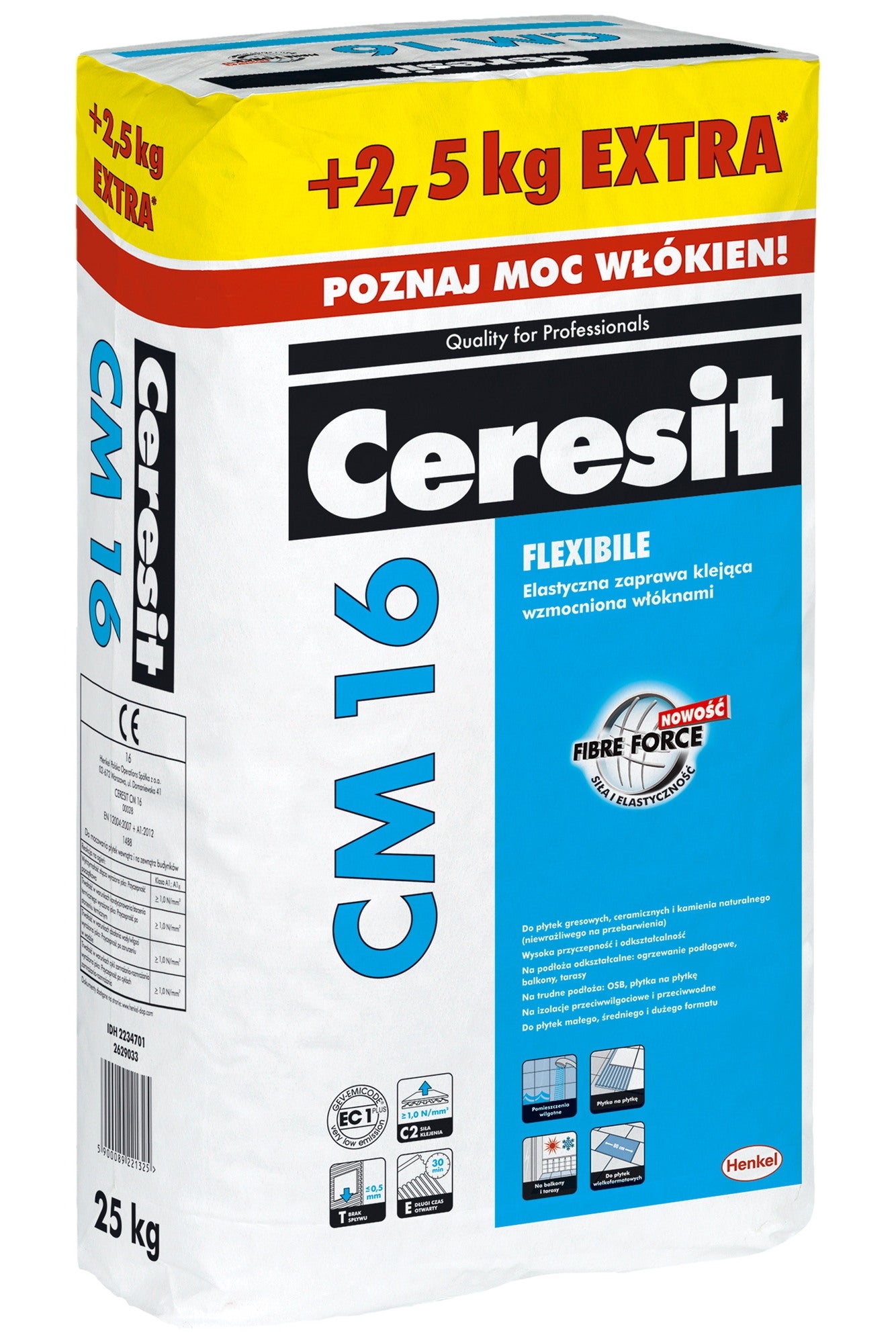 Wysokoelastyczny klej żelowy z włóknami Ceresit CM16 22.5+2.5 kg 1