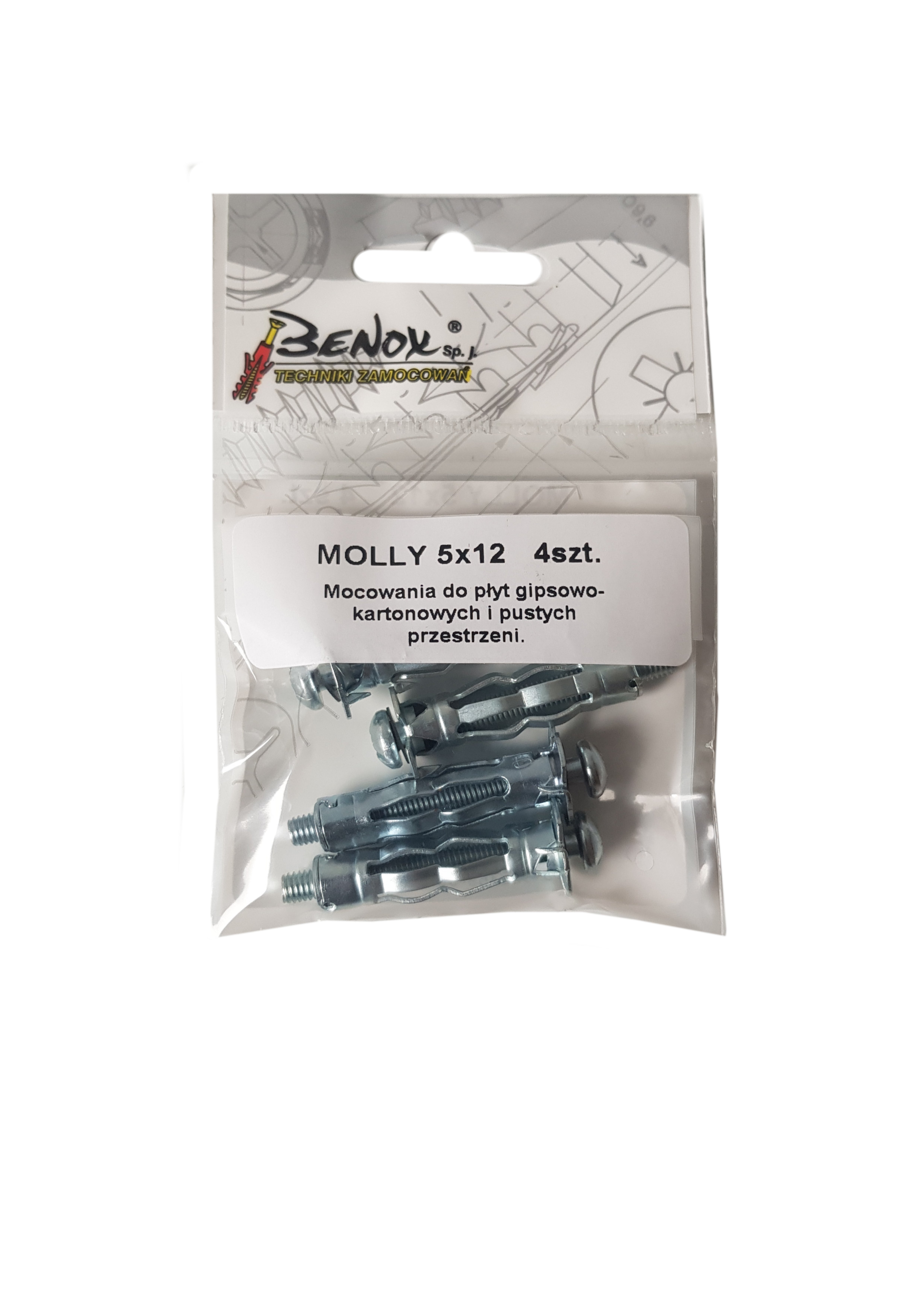 Kołek typu Molly do pustych przestrzeni 10x37 mm (4 szt.) 1