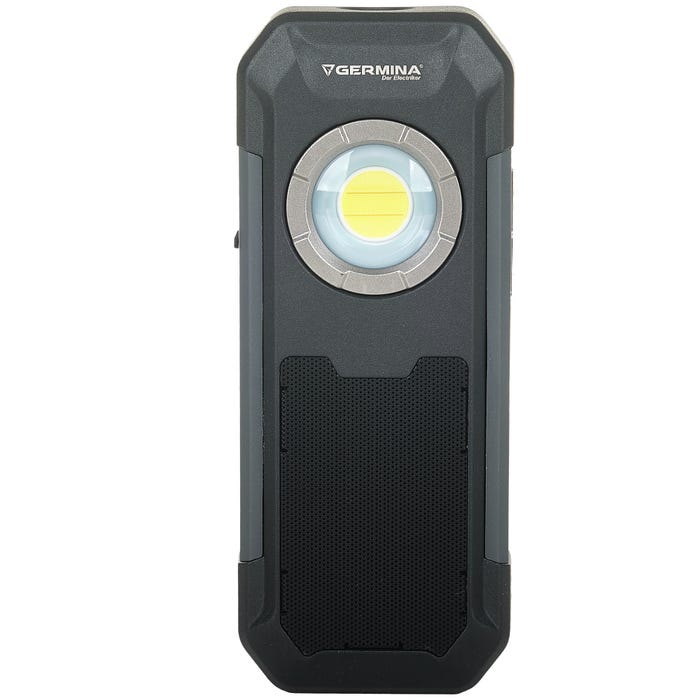 Latarka warsztatowa z głośnikiem łączenie bluetooth, zasilanie bateryjne (akumulator wbudowany), 5W, 550Lm, bateria 3000mAh