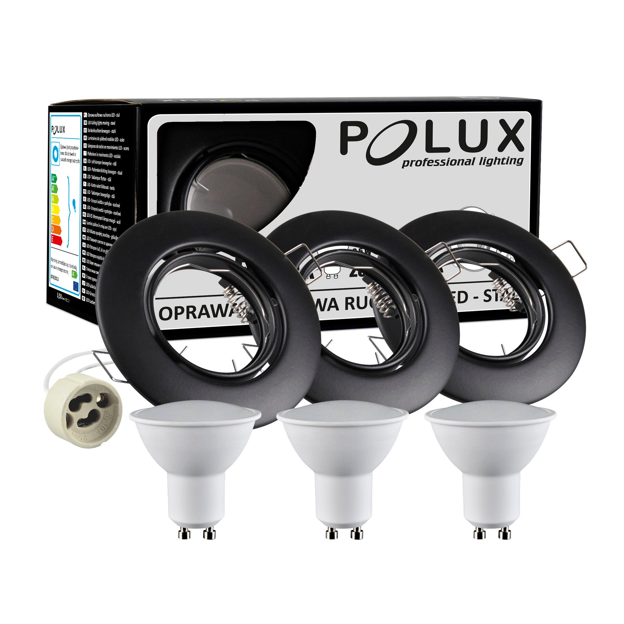3x Ooczko podtynkowe ruchome Olin LED GU10 250 lm czarne 1