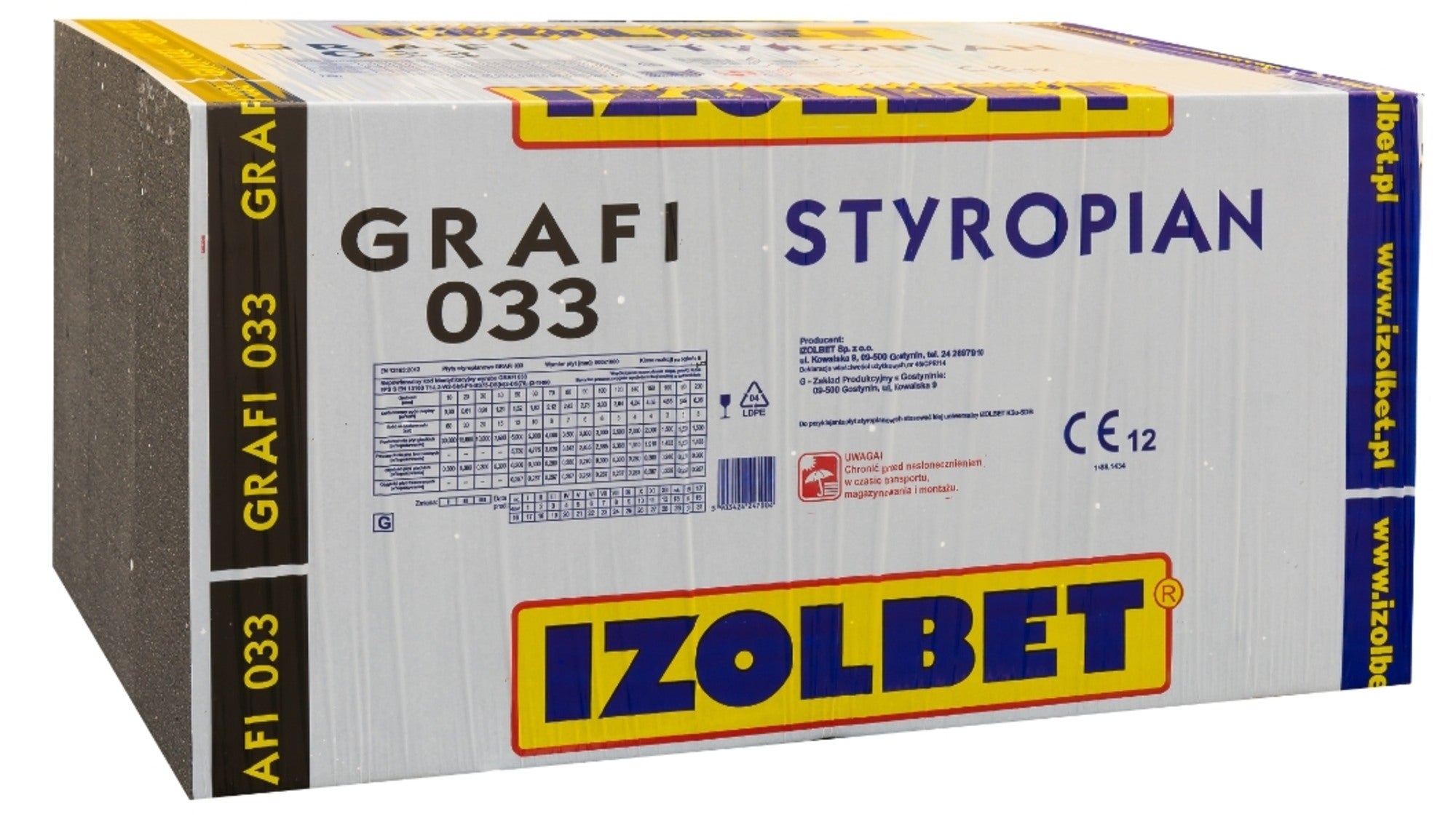 Styropian Izolbet Fasada Grafit 33 10 cm EPS 0,033 W/(mK) 3 m2 1