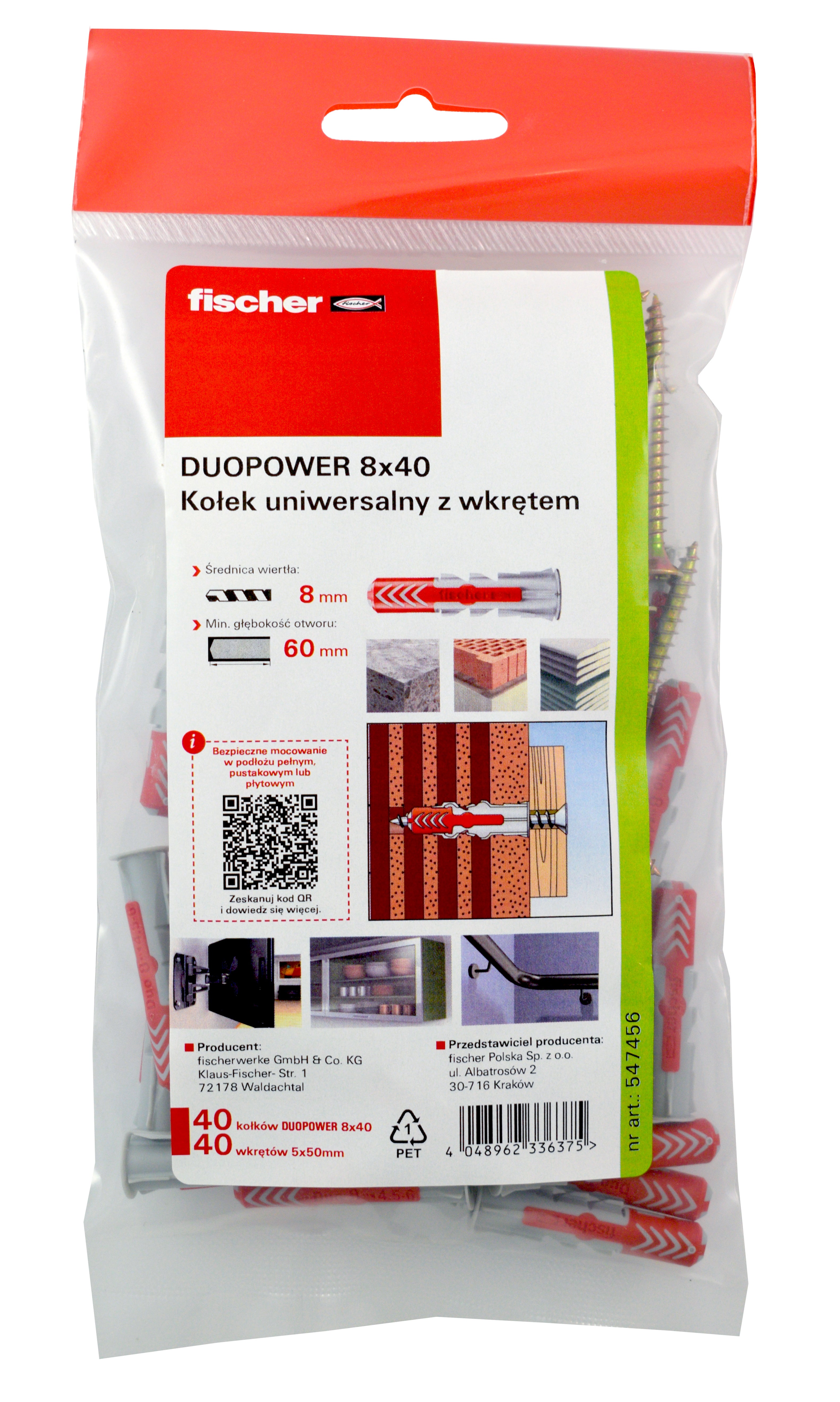 Kołek Duopower 8x40 mm z wkrętem 5.0x50 mm (40 szt.) 2