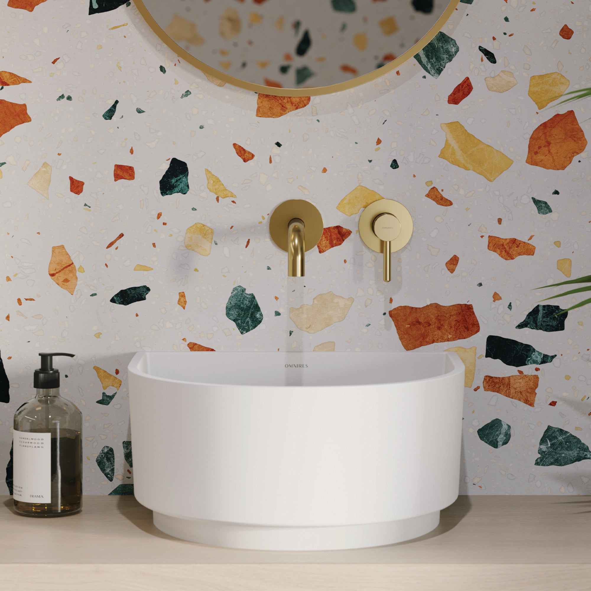 Bateria umywalkowa podtynkowa Omnires Y złota szczotkowana 4