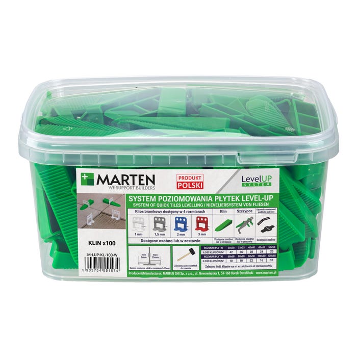 Marten system poziomowania Level Up klin 100 sztuk