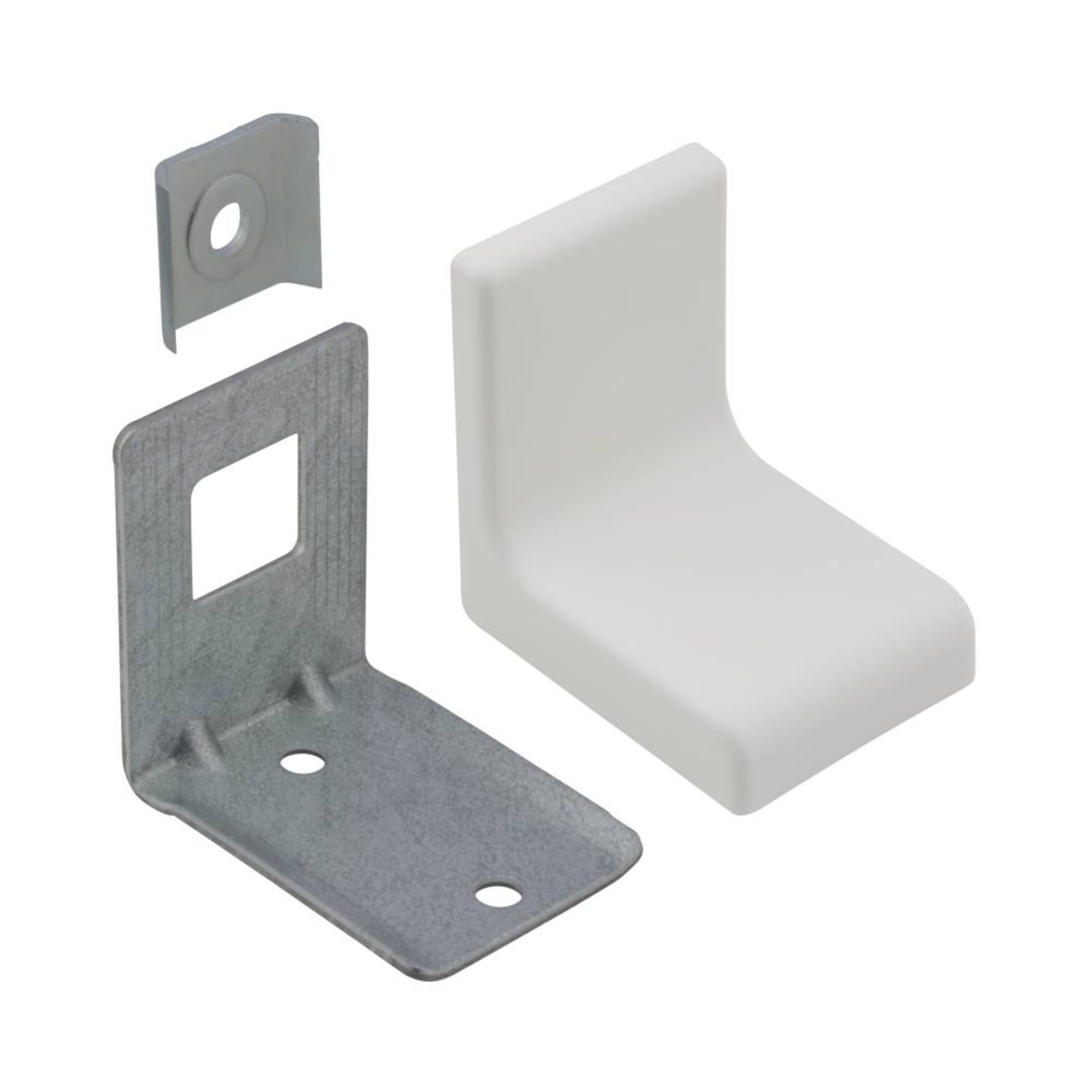 Zawieszka meblowa kątowa z zaślepką biała (2 szt.)