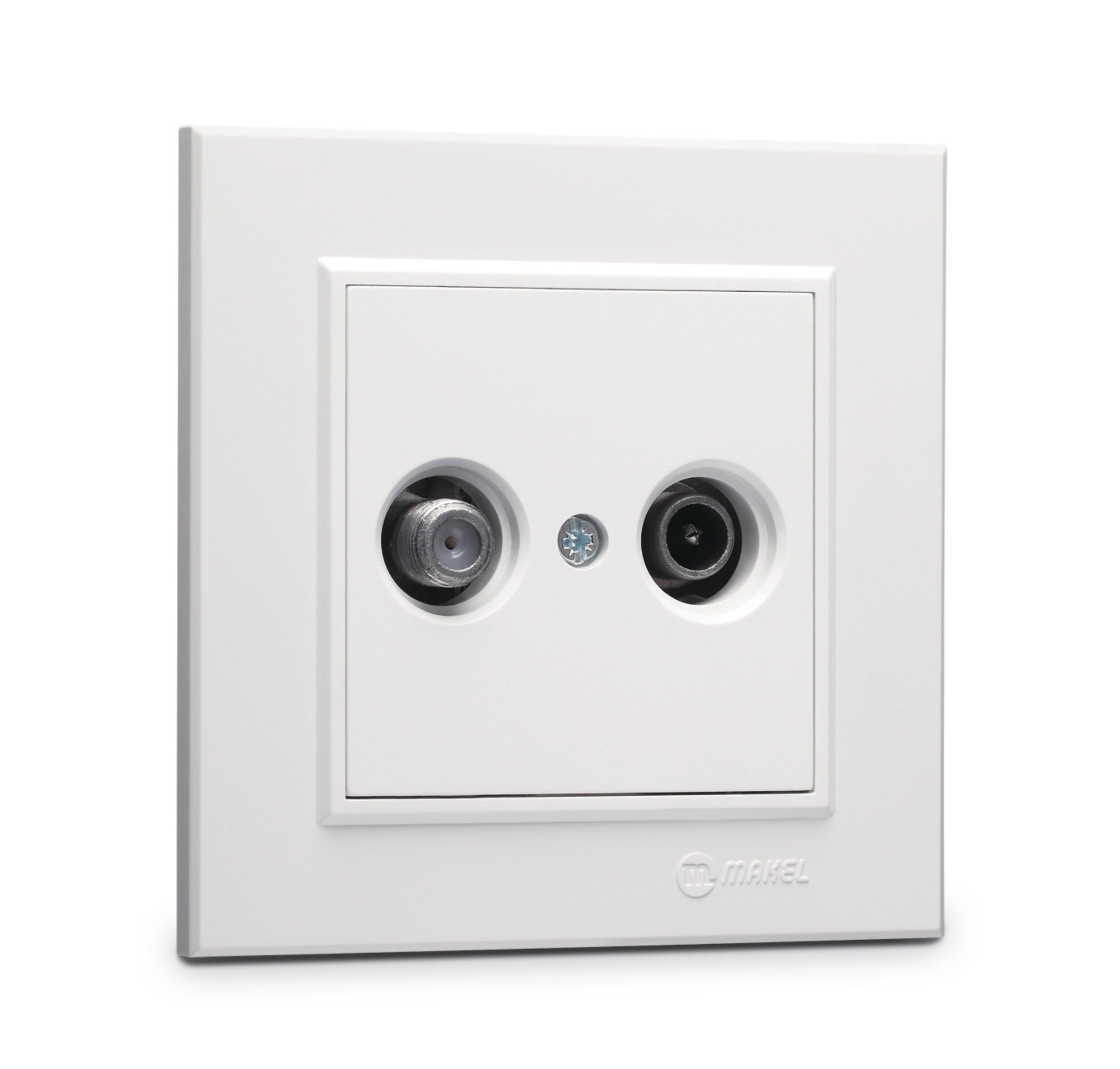 Karea biały gniazdo antenowe TV-SAT końcowe z ramką