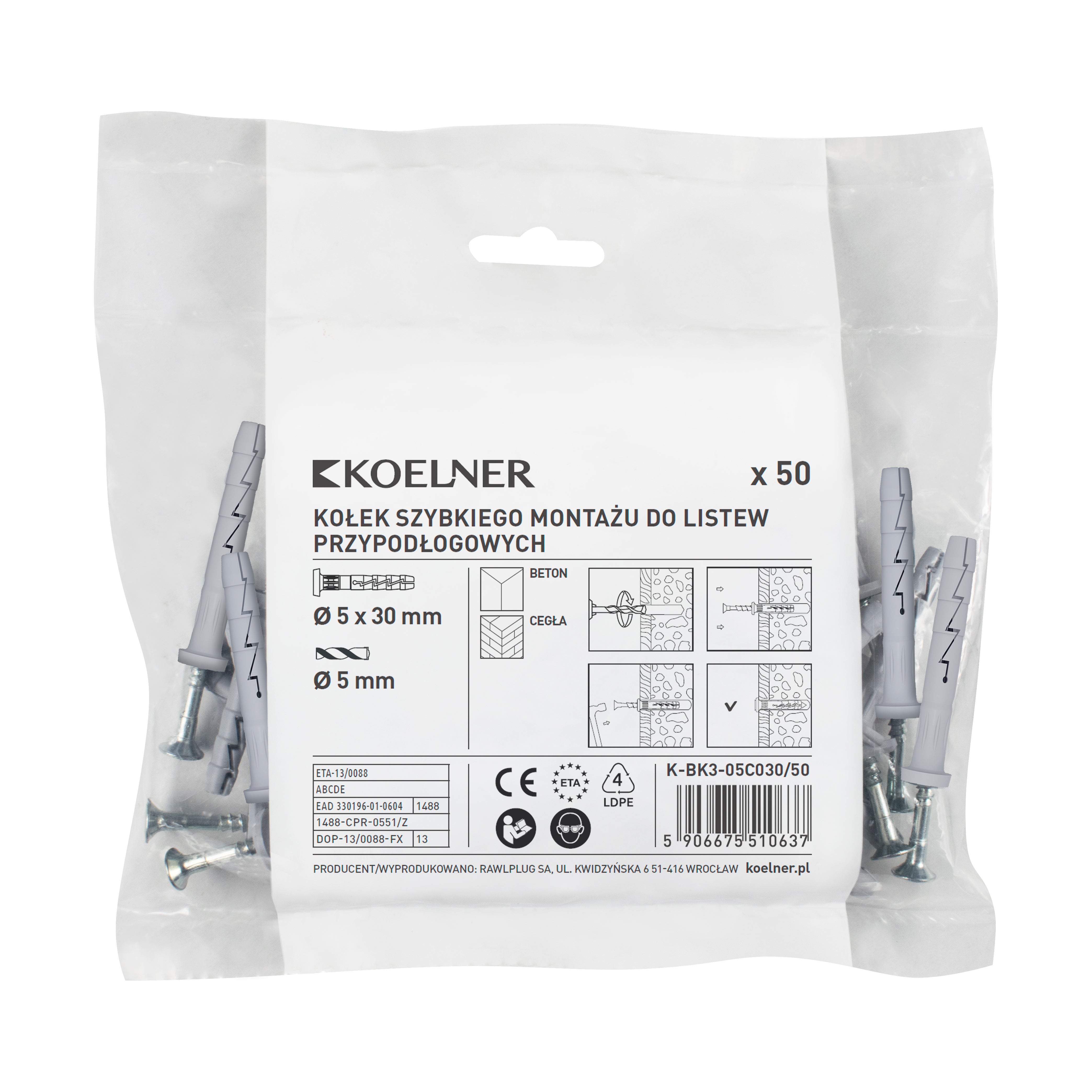 Kołek szybkiego montażu 5x30 mm (50 szt.) 1