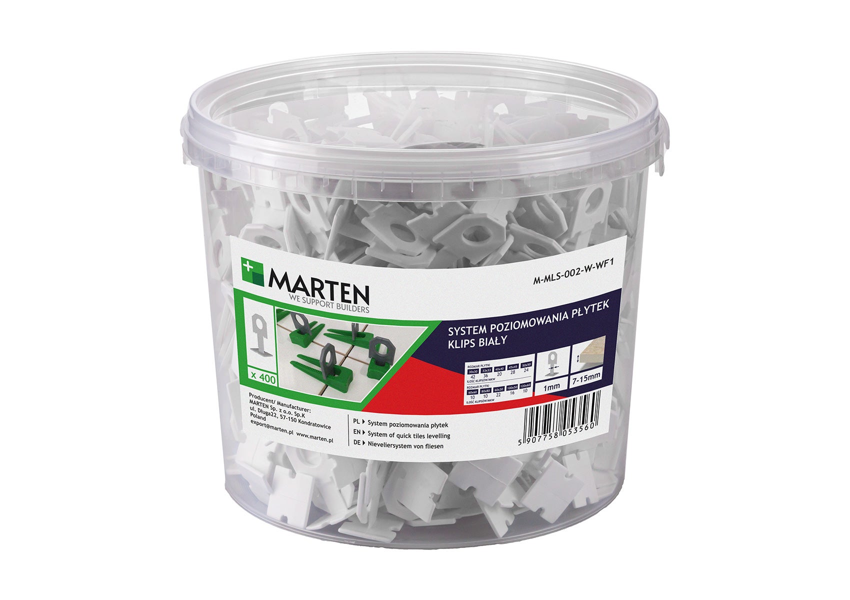 System poziomowania: klipsy białe 1mm 400 szt. 2