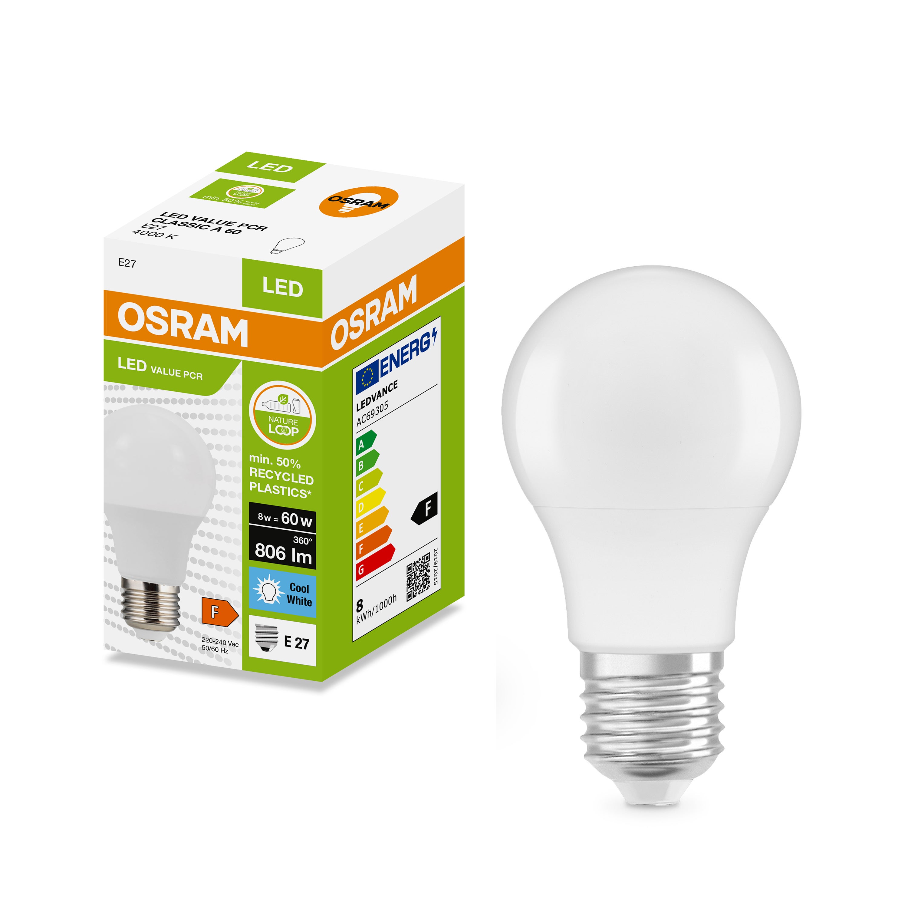 Żarówka LED E27 A60 8W 806lm 4000K 2