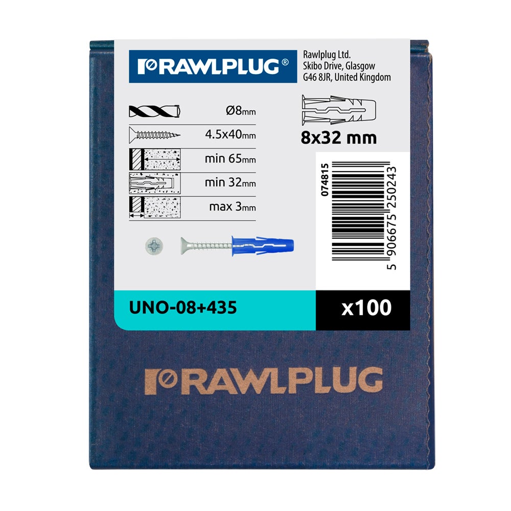 Kołek rozporowy uniwersalnyUNO fi 8 z wkrętem 4.5x35 mm (100 szt.) 1