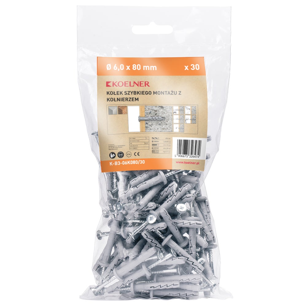 Kołek szybkiego montażu 6x80 mm koł. (30 szt.)  1