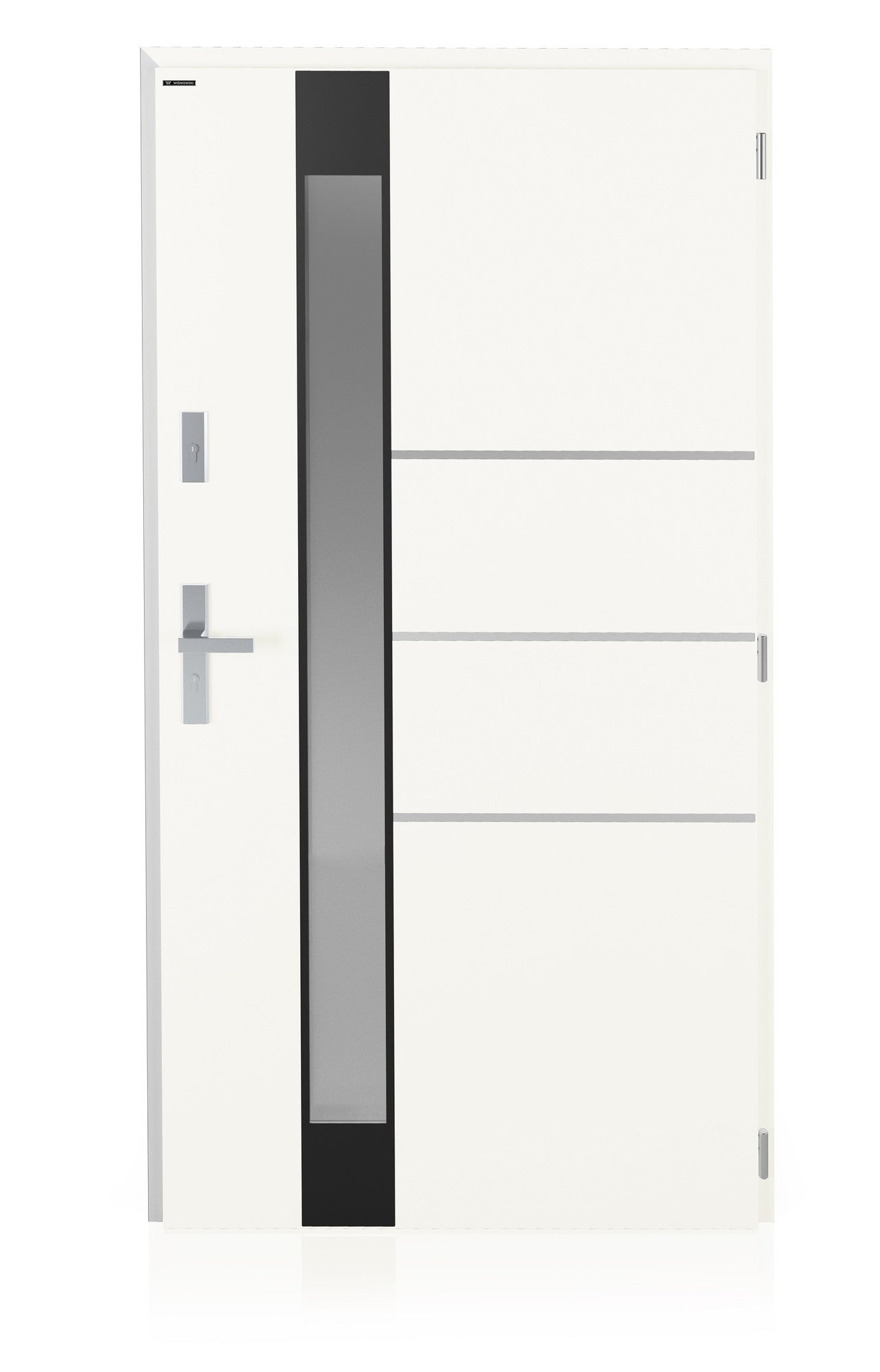 Drzwi zewnętrzne Nex Vitre szyba stopsol białe (RAL 9010) 90 prawe