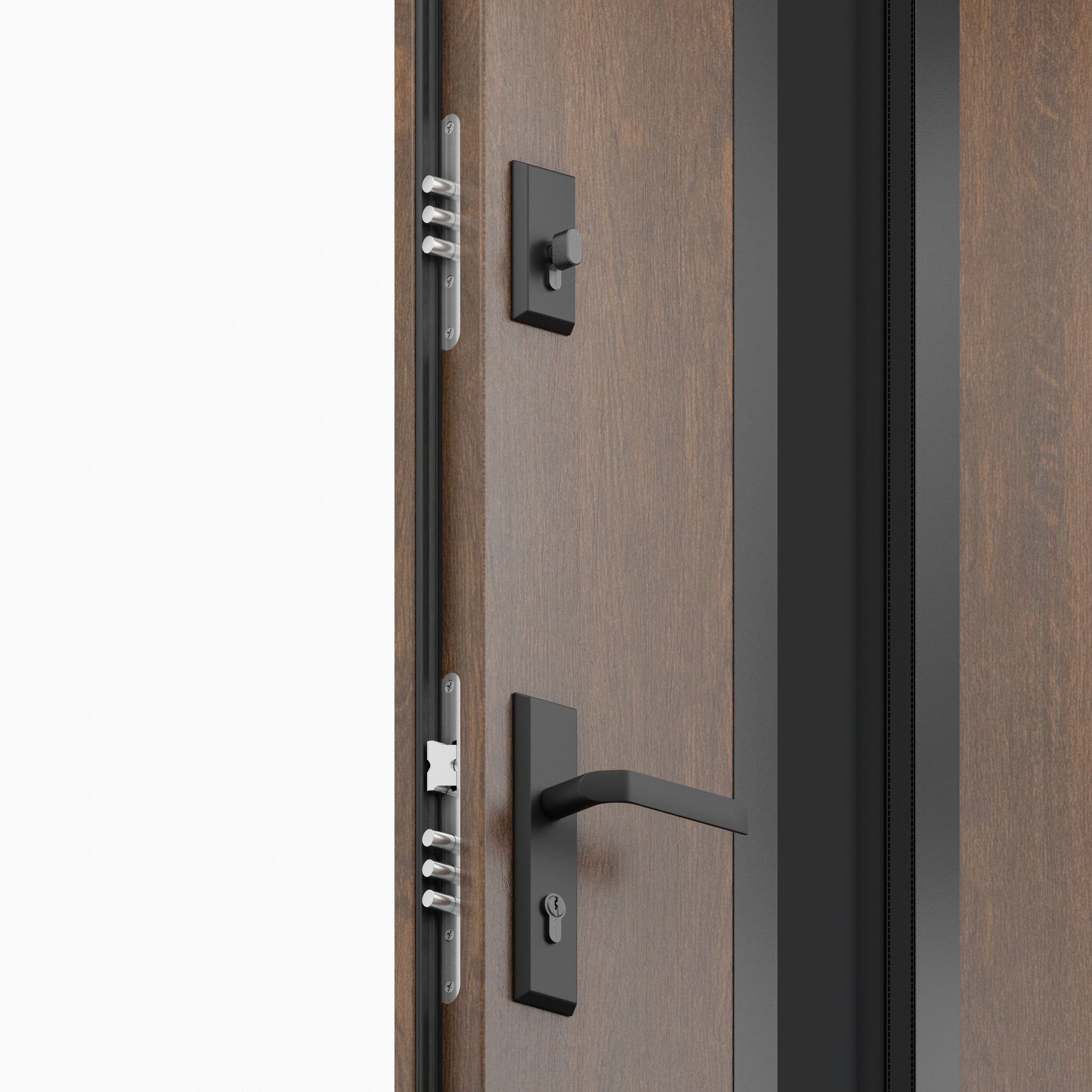 Drzwi zewnętrzne stalowe Pass90 VENICE szklone orzech 90 prawe 1