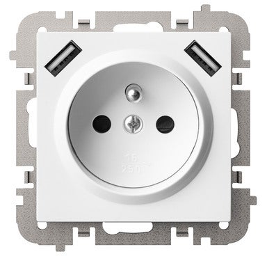 Santra biały gniazdo + 2x usb 