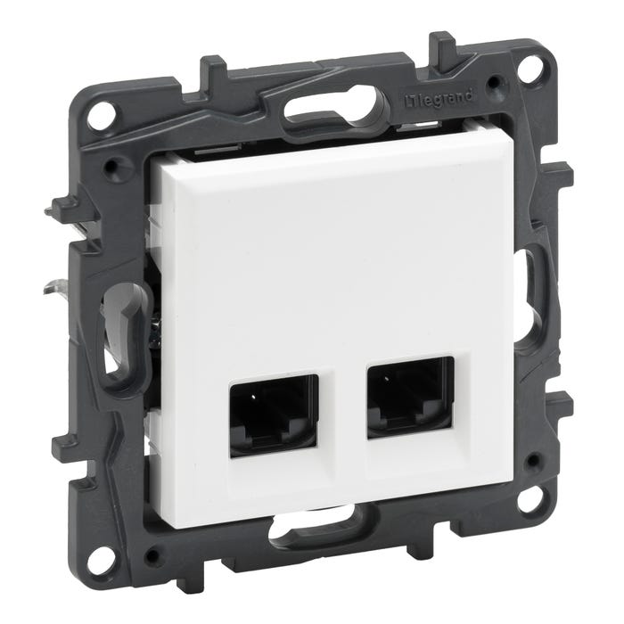 Niloe Step biały gniazdo komputerowe RJ45 kat 5e podwójne