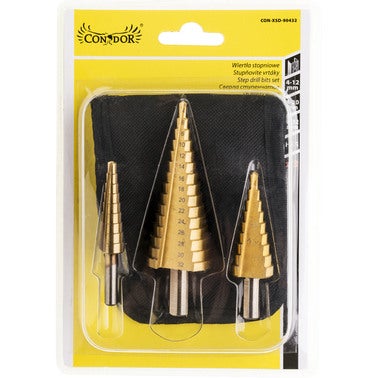 Zestaw wierteł stopniowanych, 3 szt. 1