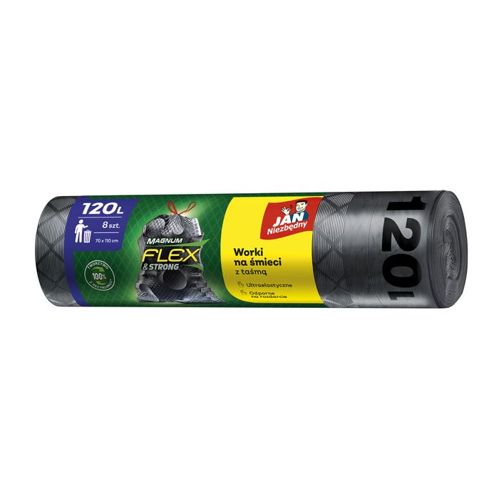 Worki na śmieci z taśmą Jan Niezbędny Flex&Strong 120l 8 sztuk