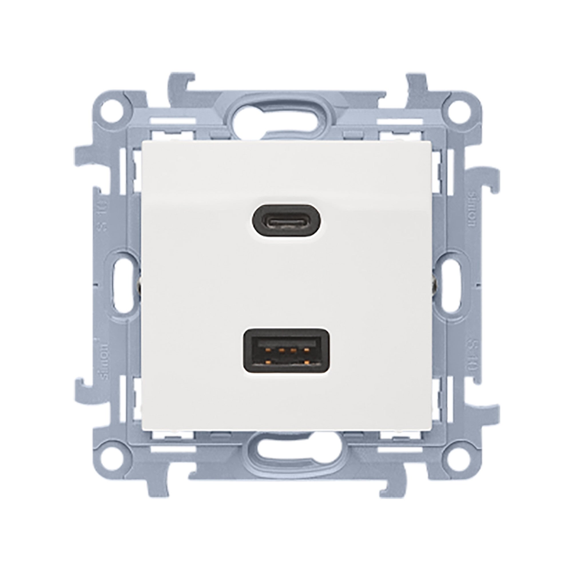 Simon 10 biały gniazdo ładowania USB A+C z ramką
