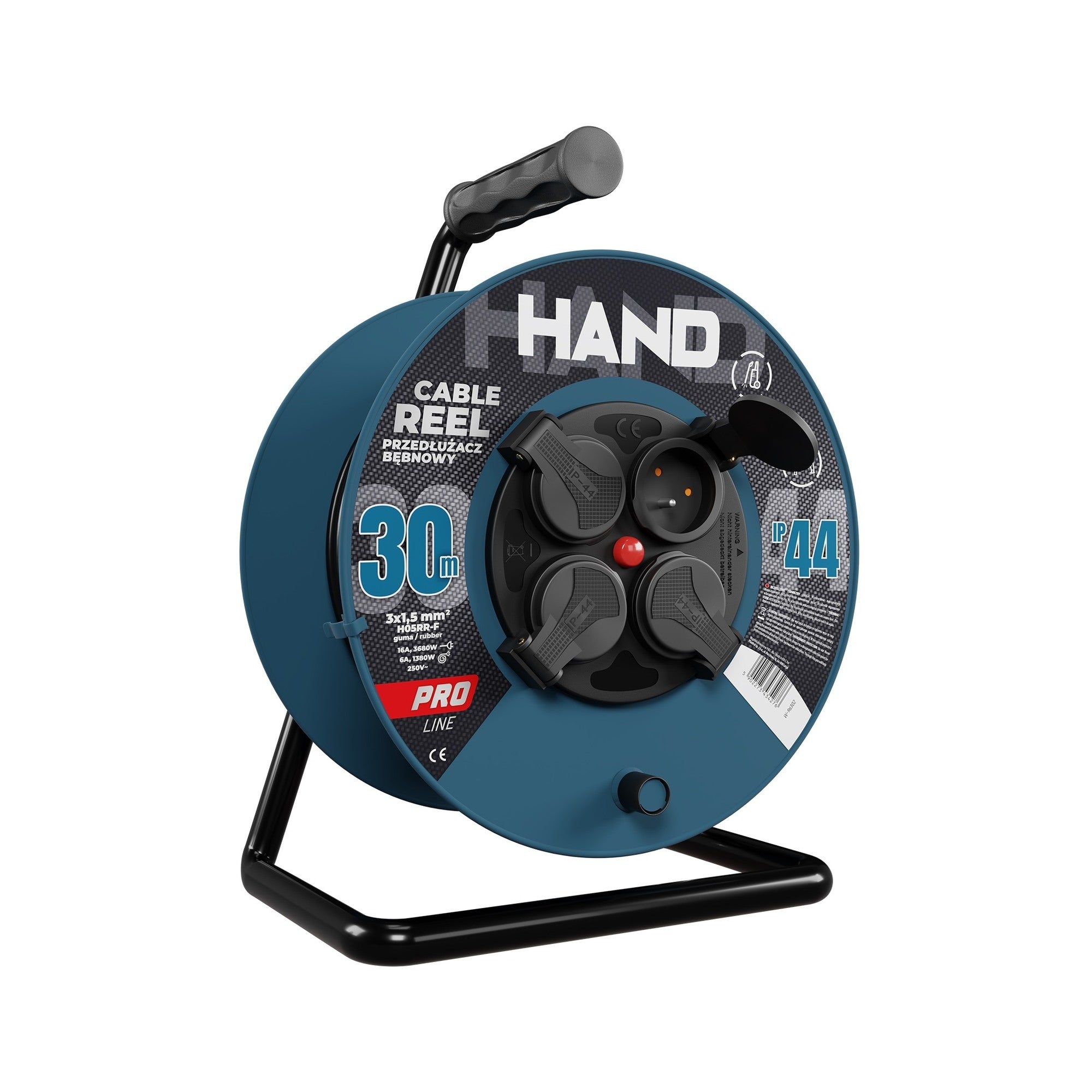 Przedłużacz bębnowy Hand 30m 3x1,5 guma 4x2P+Z IP44 4