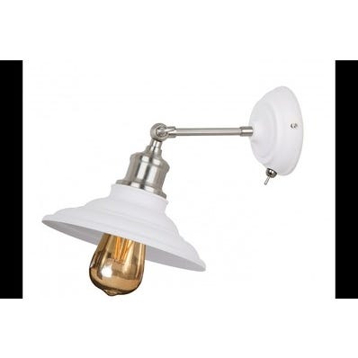 Oprawa ścienna LORET+ z włącznikiem 1x E27, biały, średnica 20,6cm, materiał metal