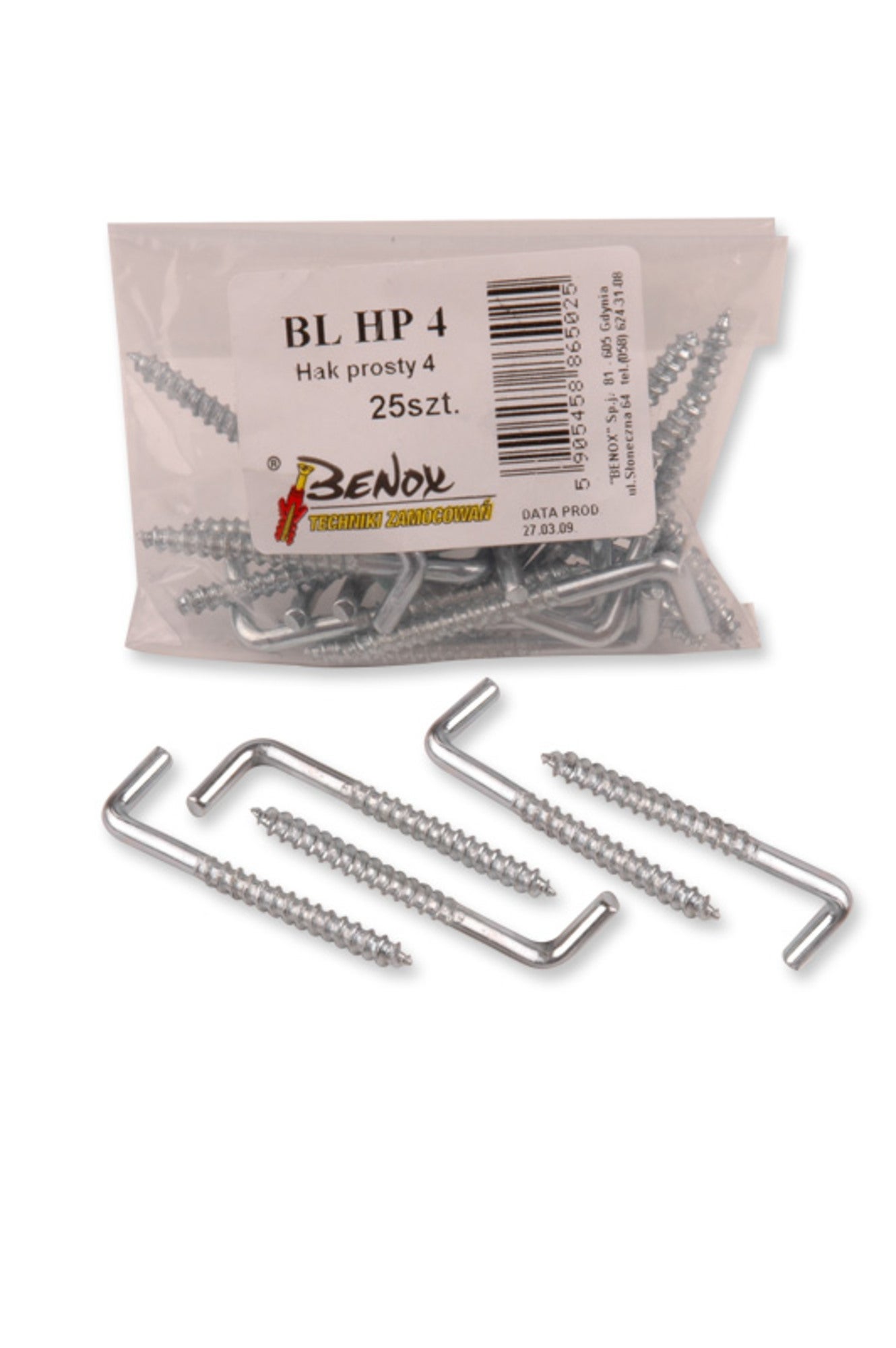 Hak prosty 4 mm (25 szt.)