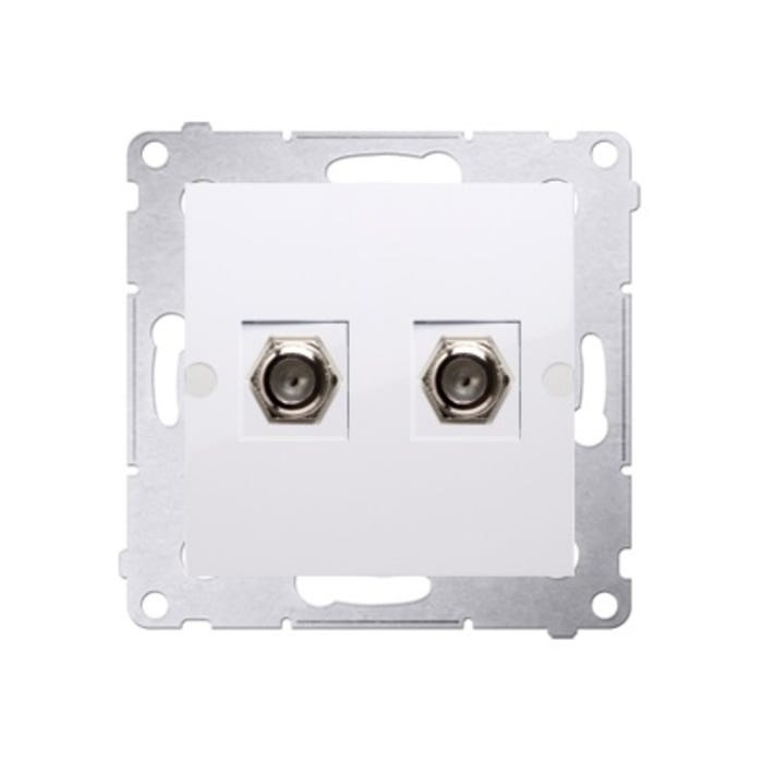 Simon 54 biały gniazdo antenowe podwójne