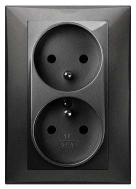 Santra czarny gniazdo elektryczne pojedyncze z ramką