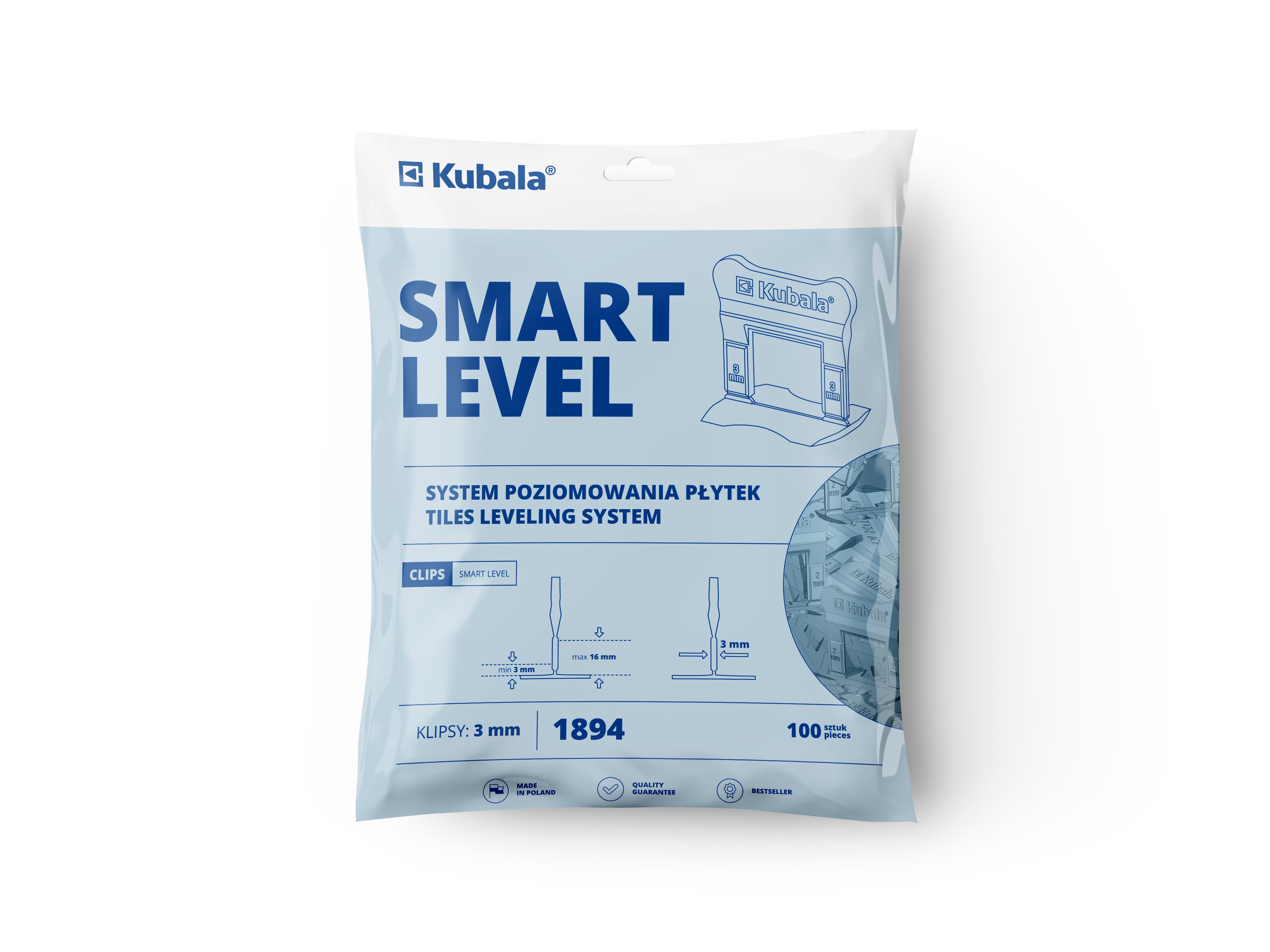 Klipsy Smart Level Kubala 3 mm, 100 szt. 1