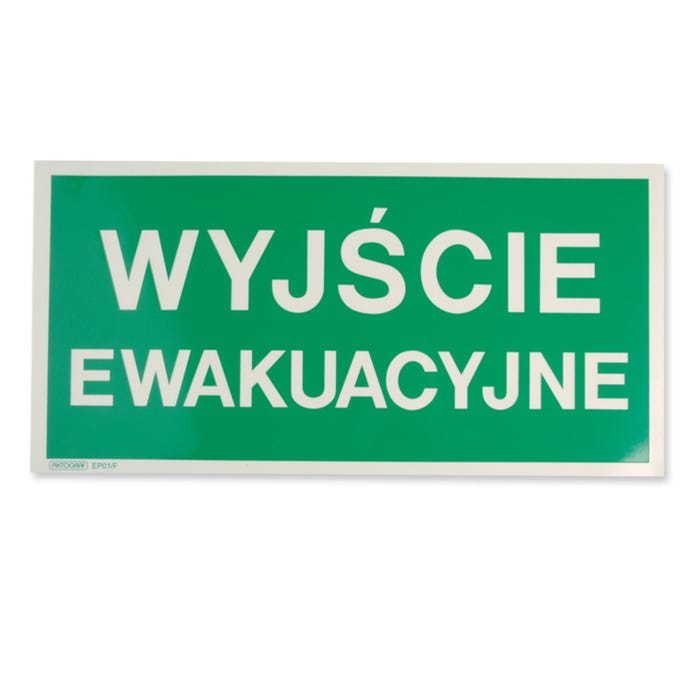 Znak informacyjny WYJŚCIE EWAKUACYJNE 104 F