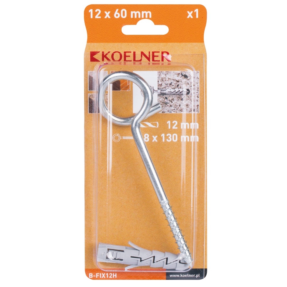 Kołek rozporowy FIX 12 mm z hakiem ślimakowym (1 szt.) 1
