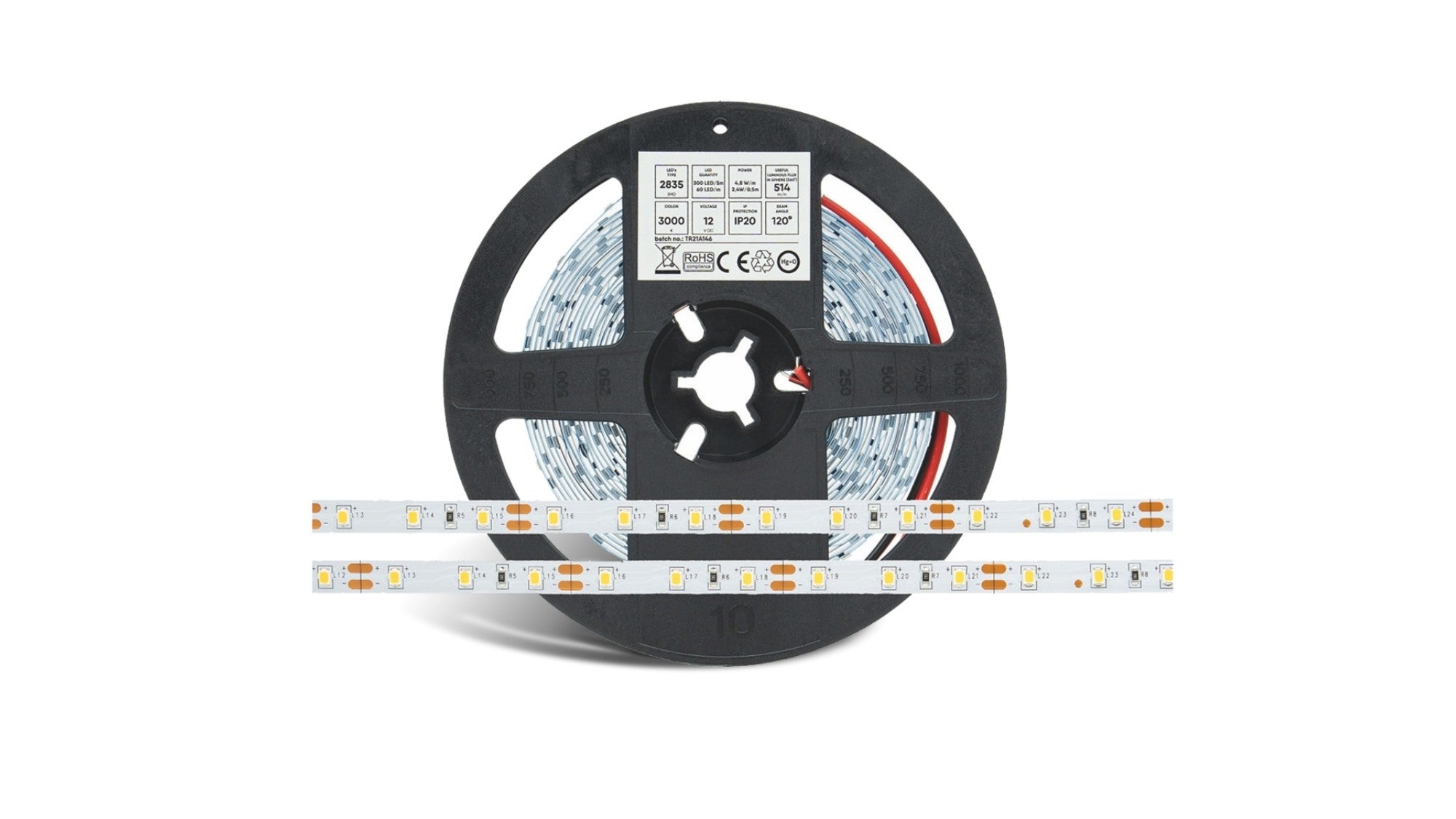 Taśma 300 LED 2835 SMD 12V Biały Zimny RA80