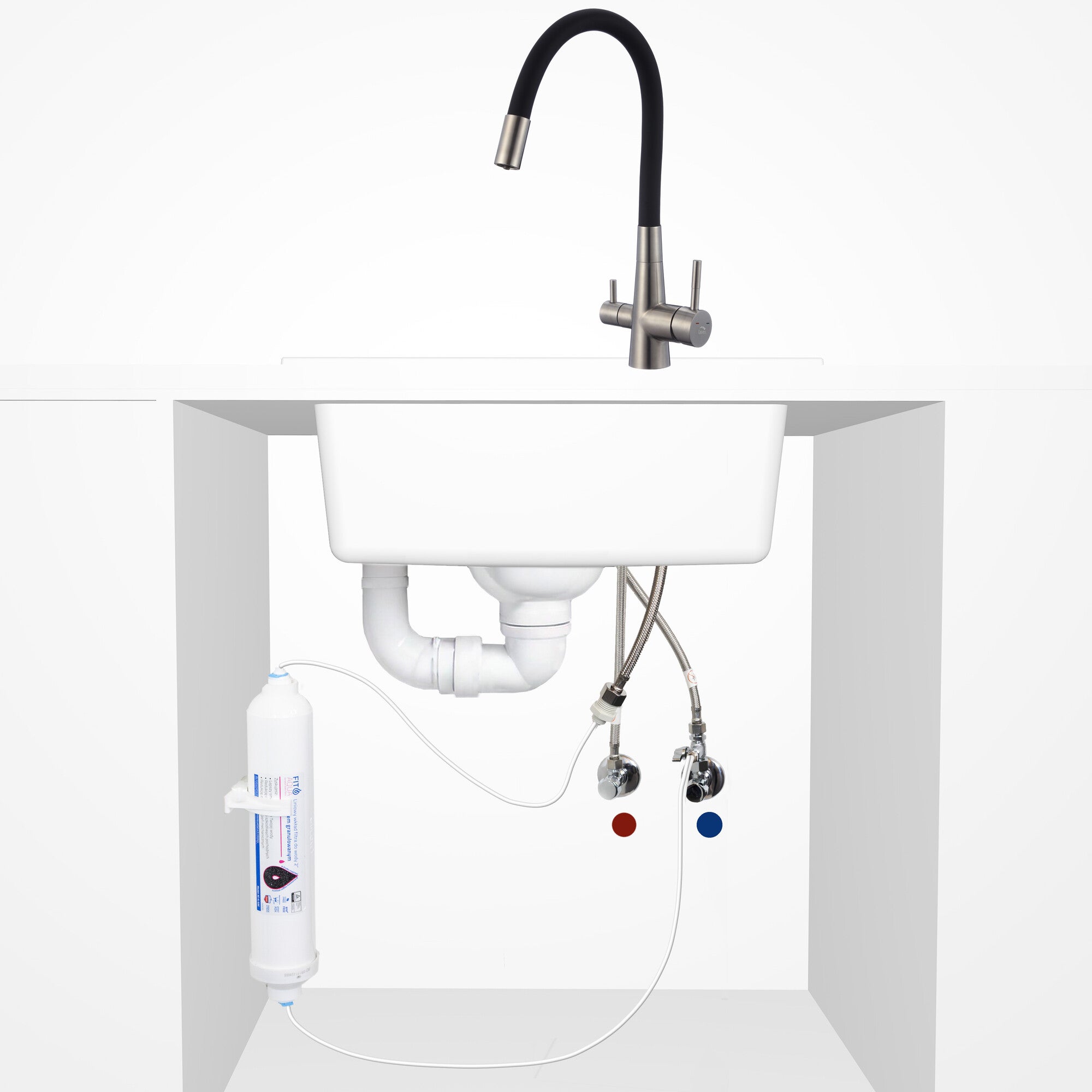 Bateria kuchenna z filtrem Kuchinox Riveco stal/czarna 1