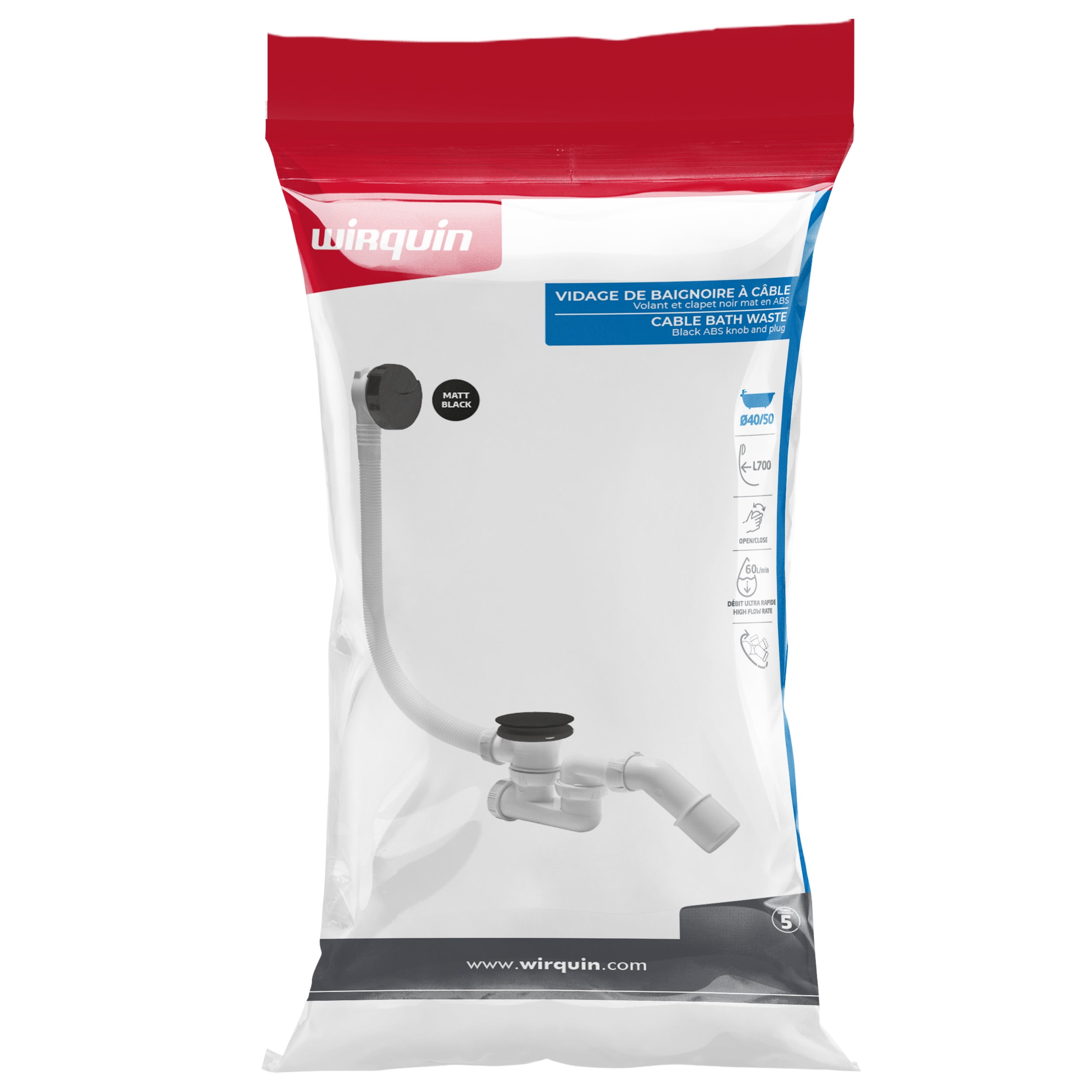 Syfon wannowy automatyczny, czarny mat 2