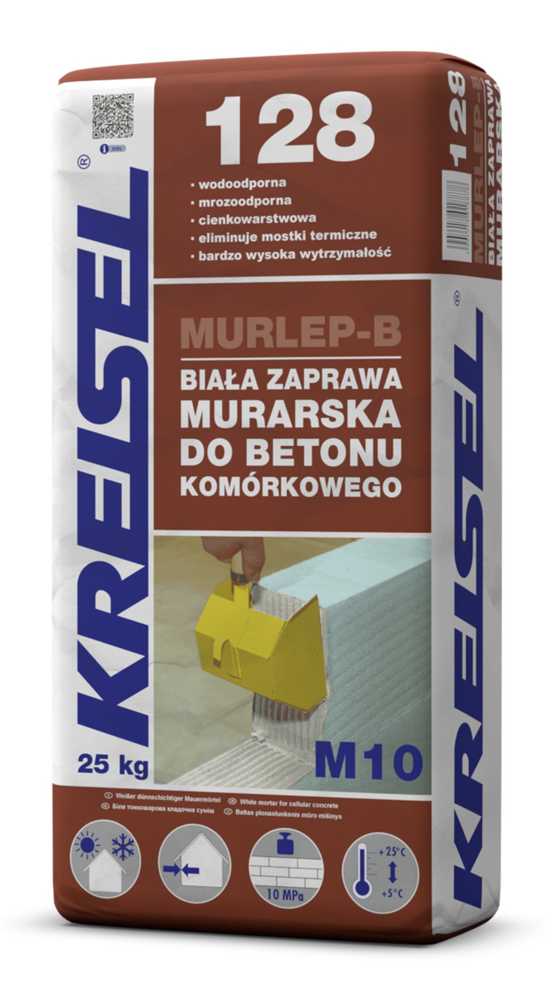 Zaprawa murarska cienkowarstwowa Kreisel Murlep-B 128 25 kg, biała