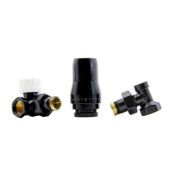 Zestaw termostatyczny Standard Mini 1/2x1/2", osiowy lewy, czarny pół-matowy
