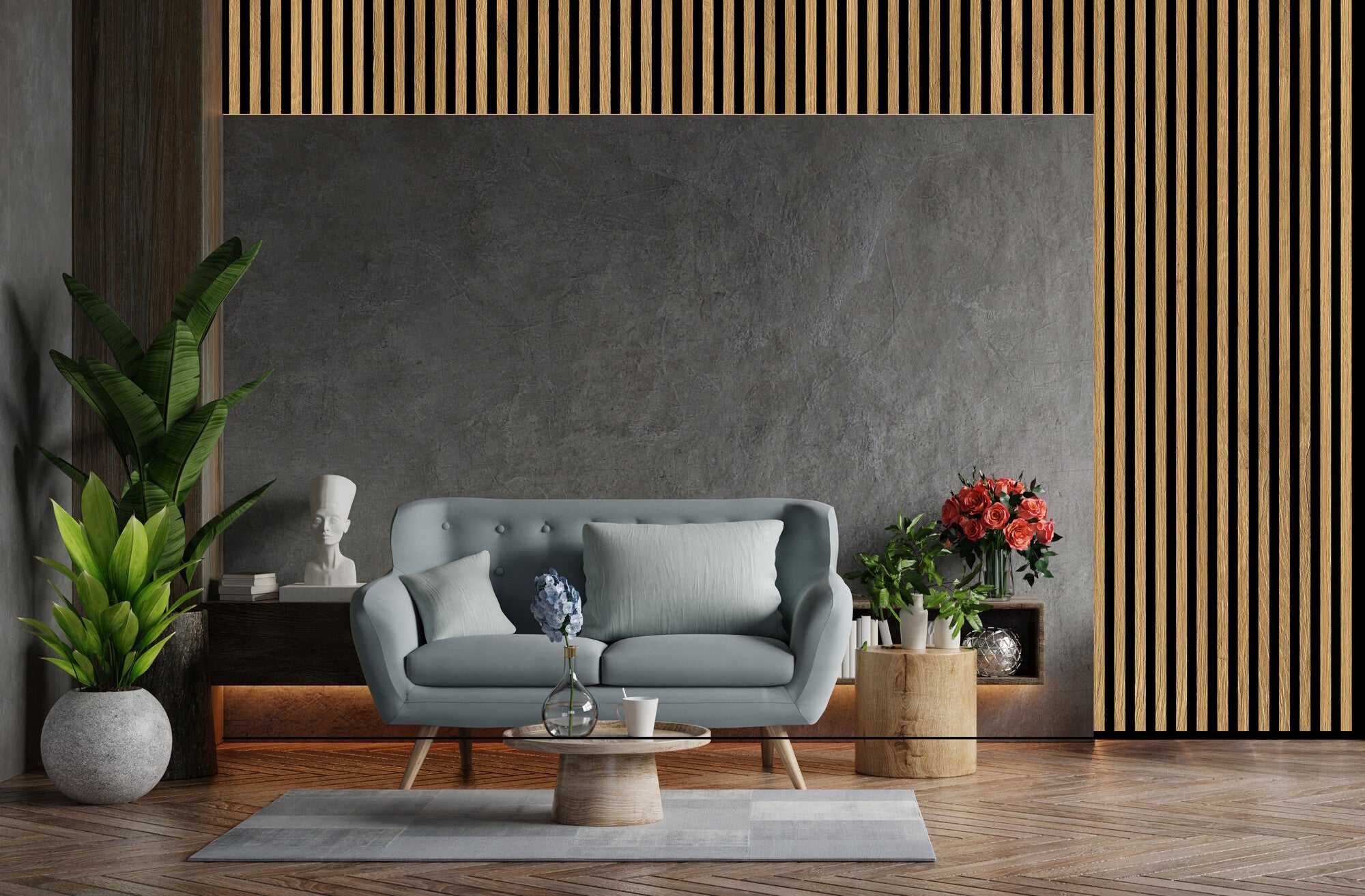 Panel lamelowy na HDF naturalny dąb, tło czarne 1