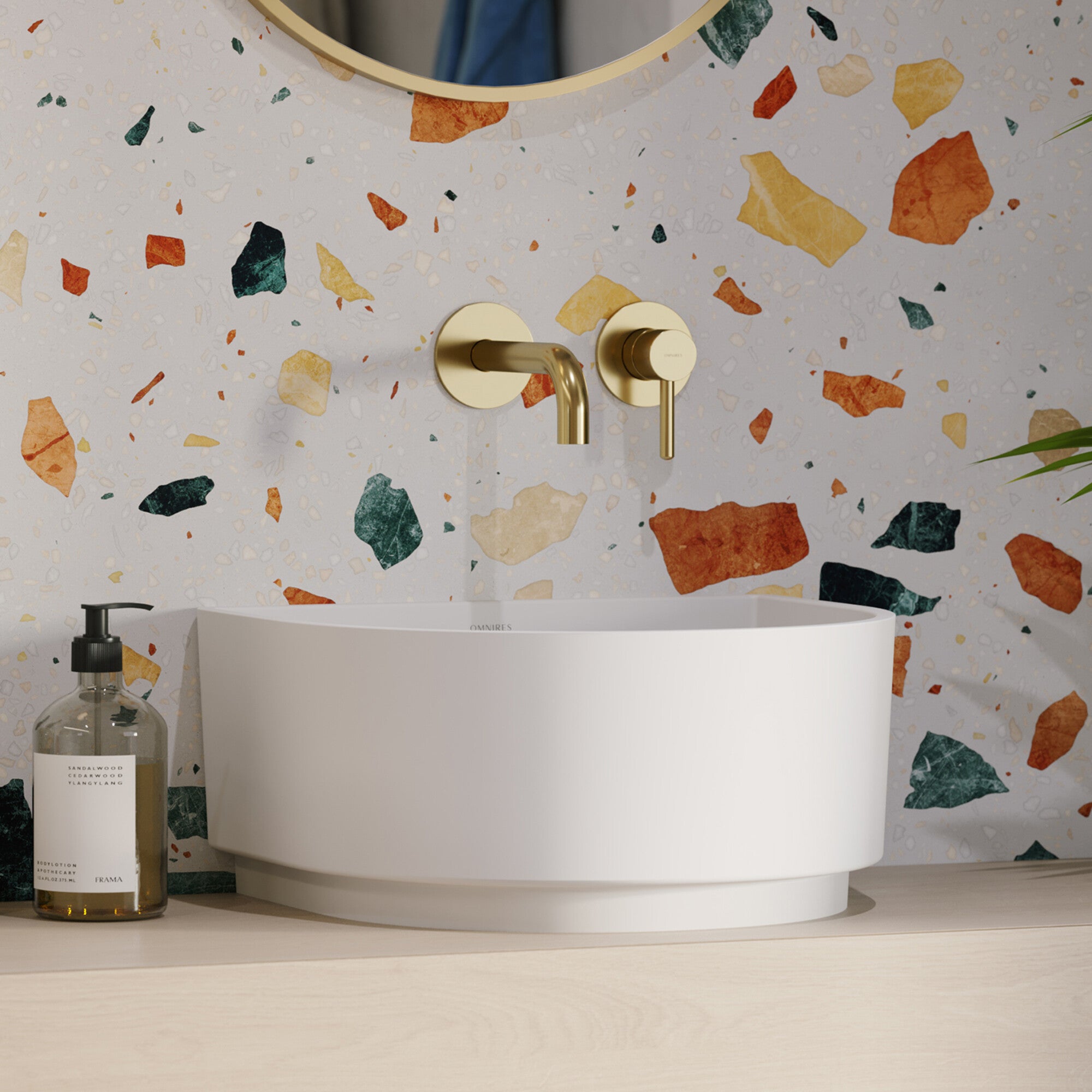 Bateria umywalkowa podtynkowa Omnires Y złota szczotkowana 3