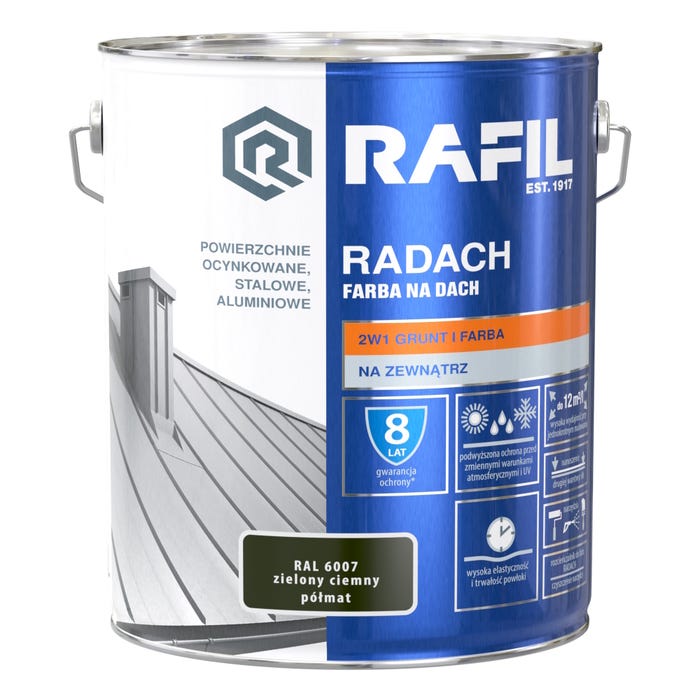 Farba na dach Rafil ciemnozielony RAL6007 10L