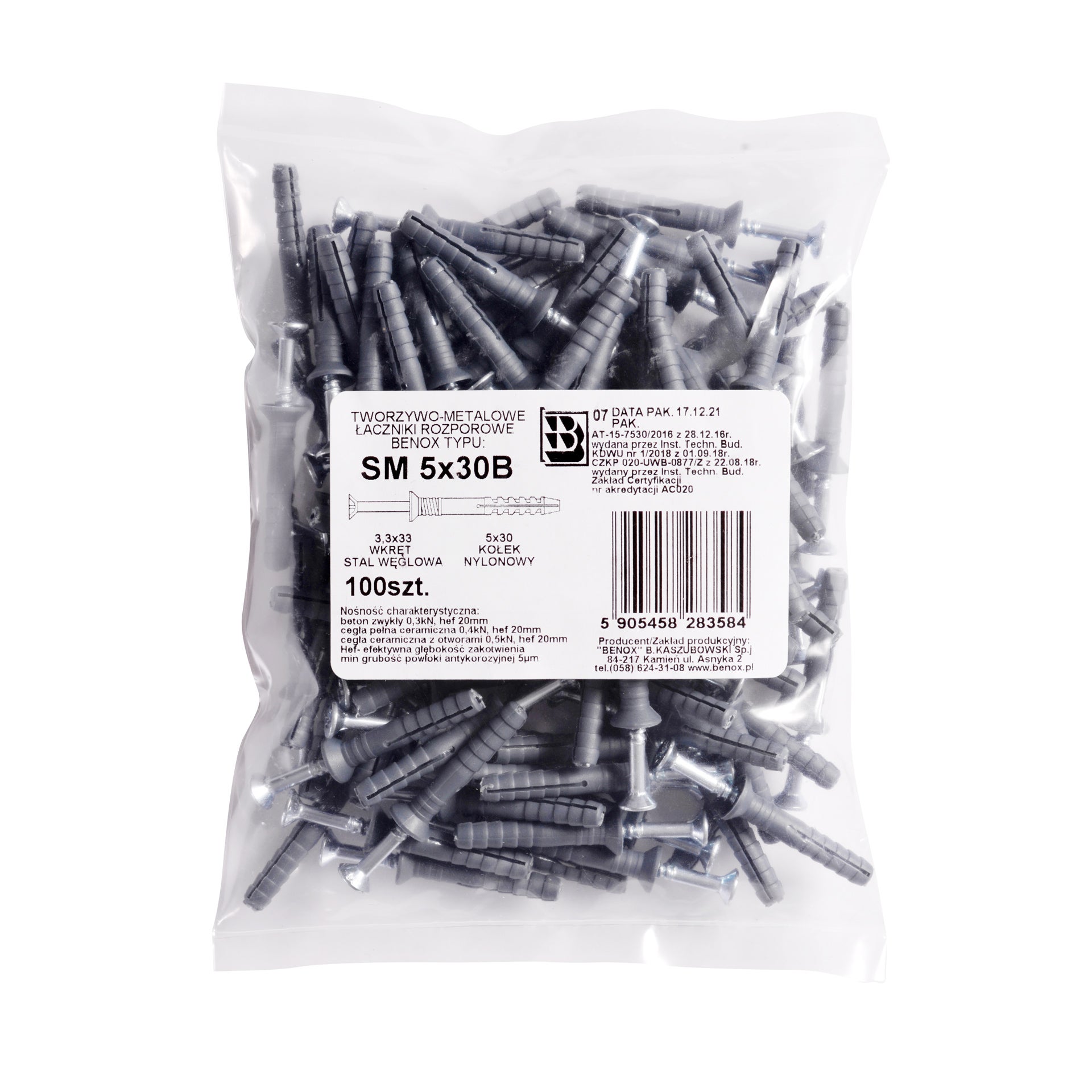 Kołek do szybkiego montażu 5.0x30 mm (100 szt.) 1