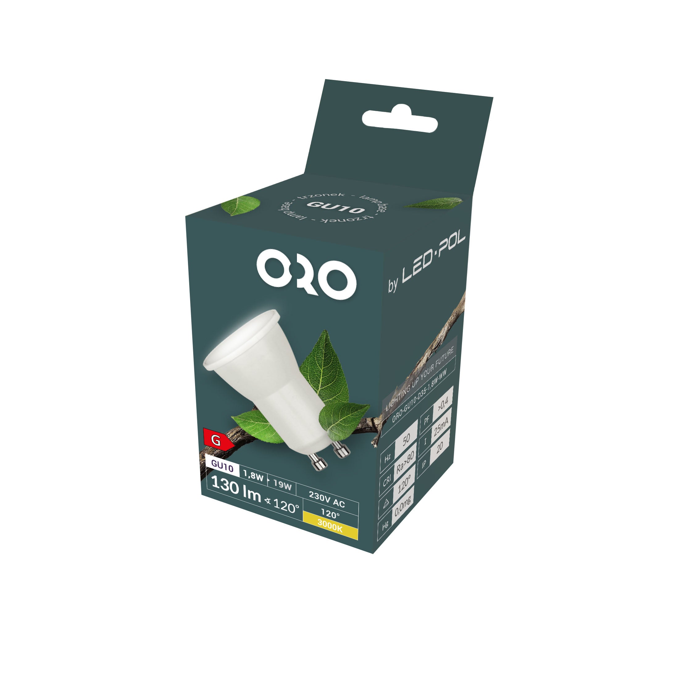 Żarówka LED GU10 D35 1,8W 130lm 3000K 2