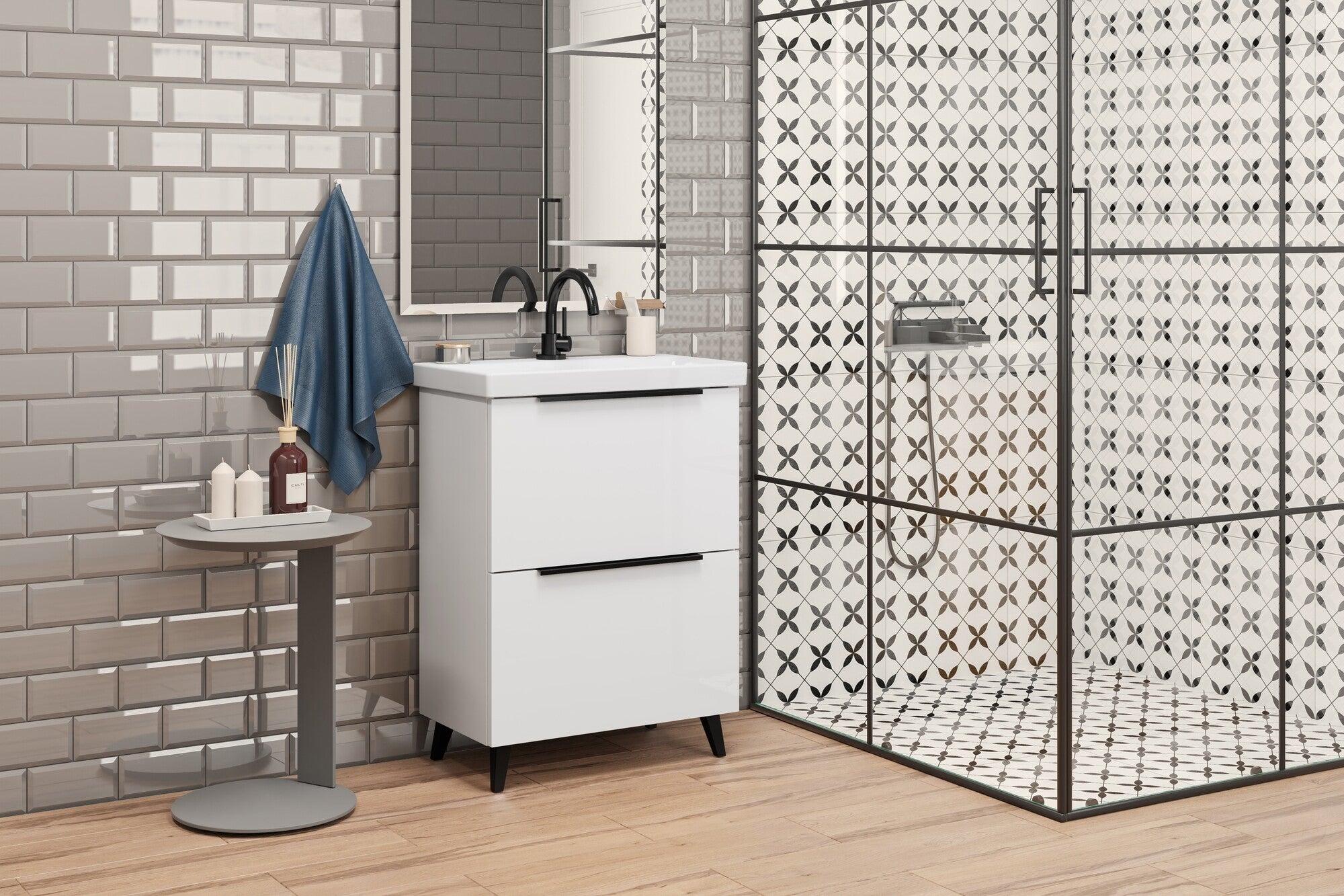 Szafka z umywalką Meble21 Manta 50 x 35 cm biała 3