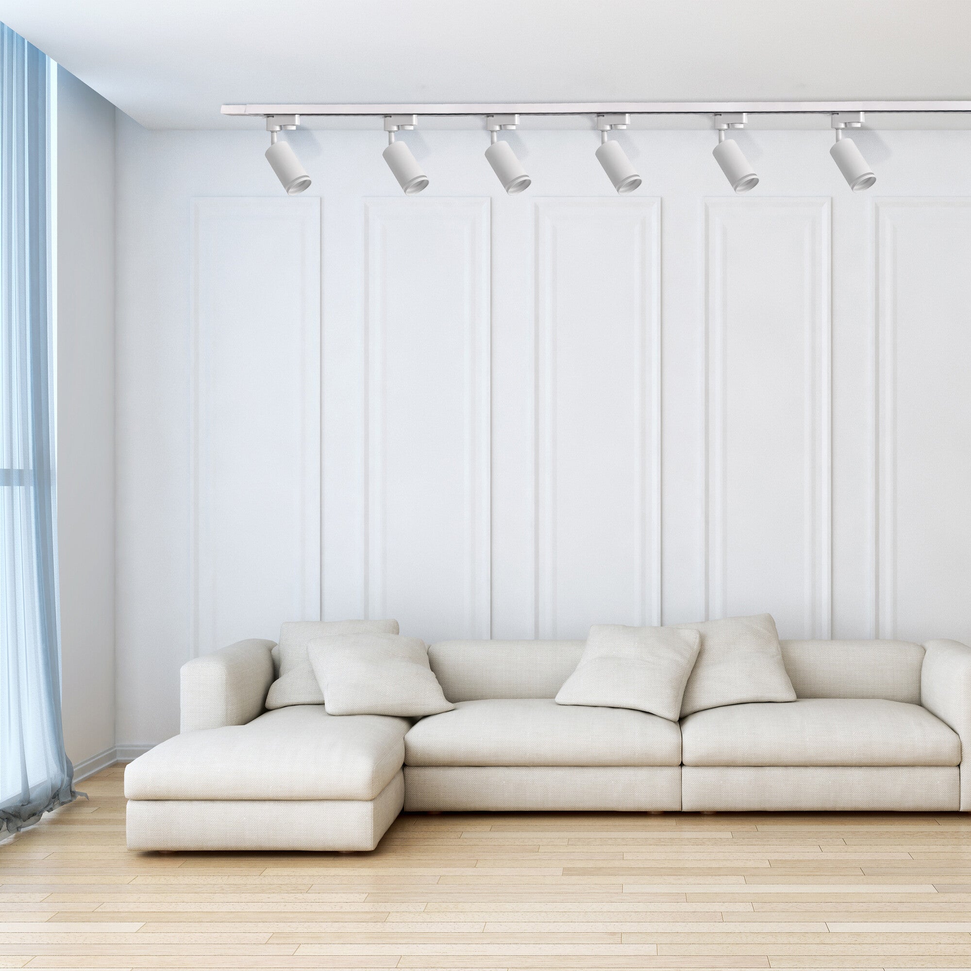 Zestaw szynoprzewodów 1-fazowy PARIS 6x GU10, 2x szynoprzewód 1m, łącznik prosty+kątowy, kolor biały 1