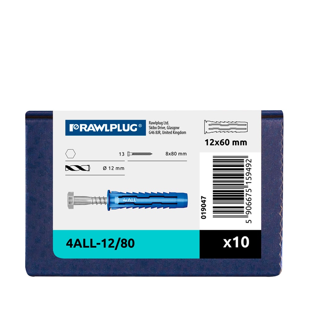 Kołek uniwersalny fi 12 mm z wkrętem 8.0x80 mm (10 szt.) 1