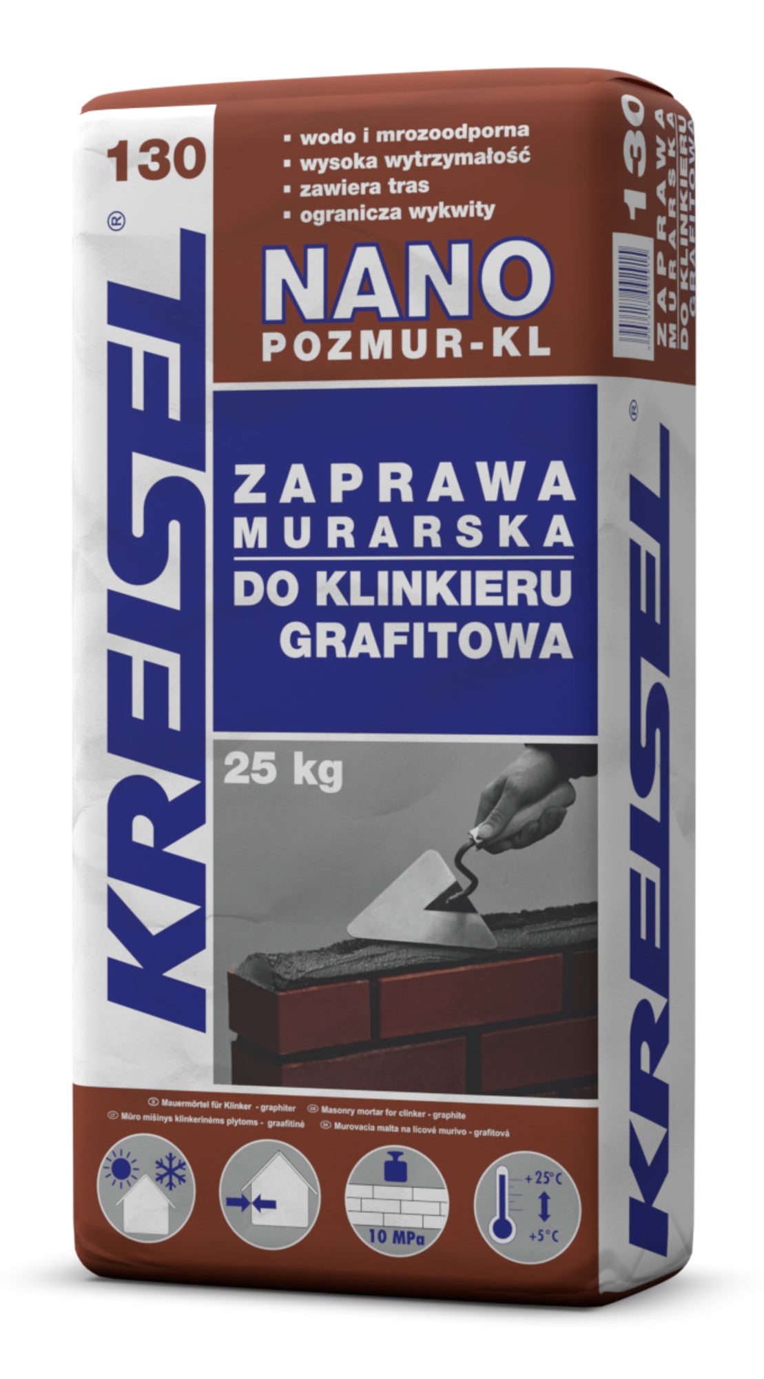 Zaprawa murarska do klinkieru Kreisel Pozmur-KL NANO 130 25 kg, grafit